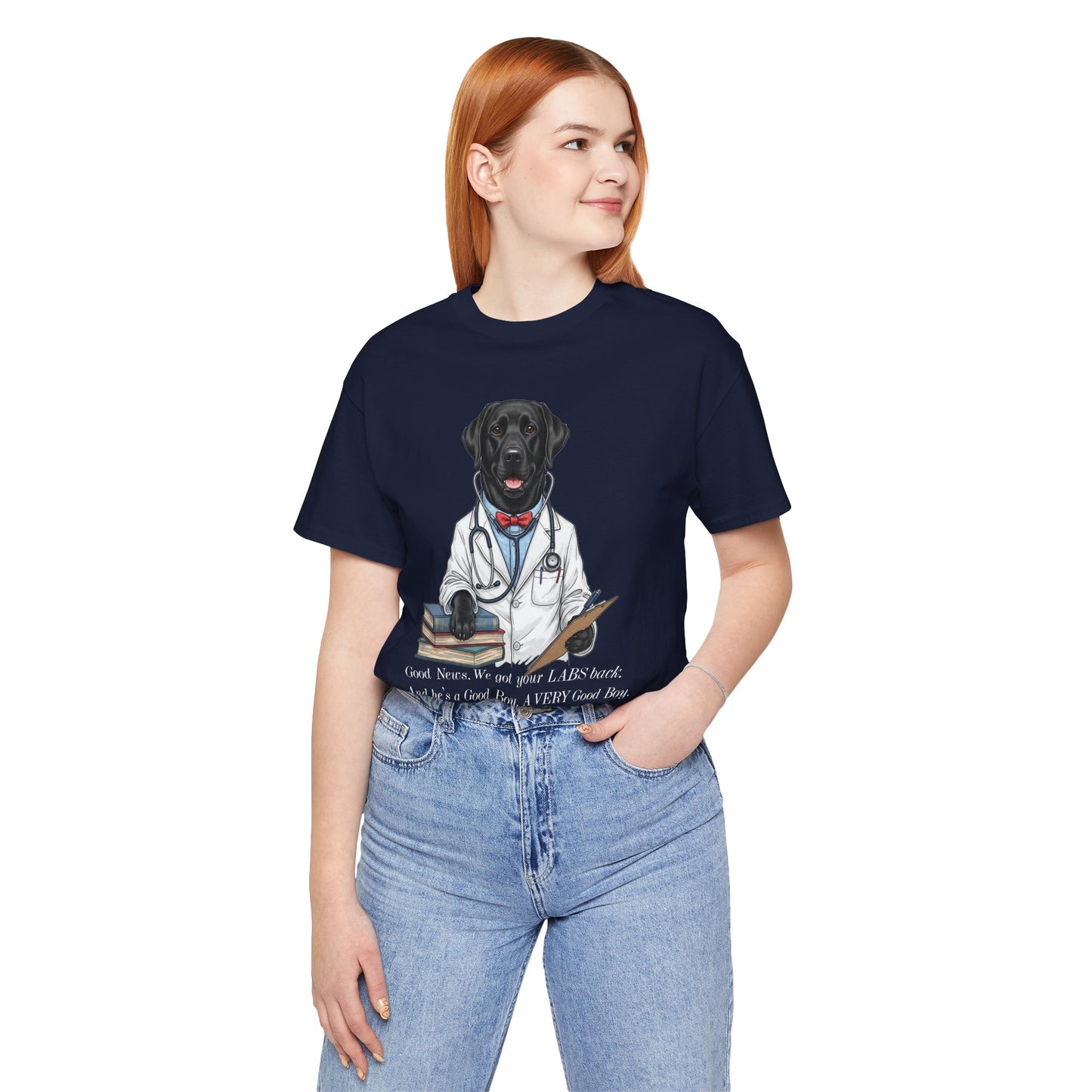 Funny Black Lab Lover Tee: "Good News, We Got Your Labs Back!" - Labrador Gift, Veterinary Humor Shirt
