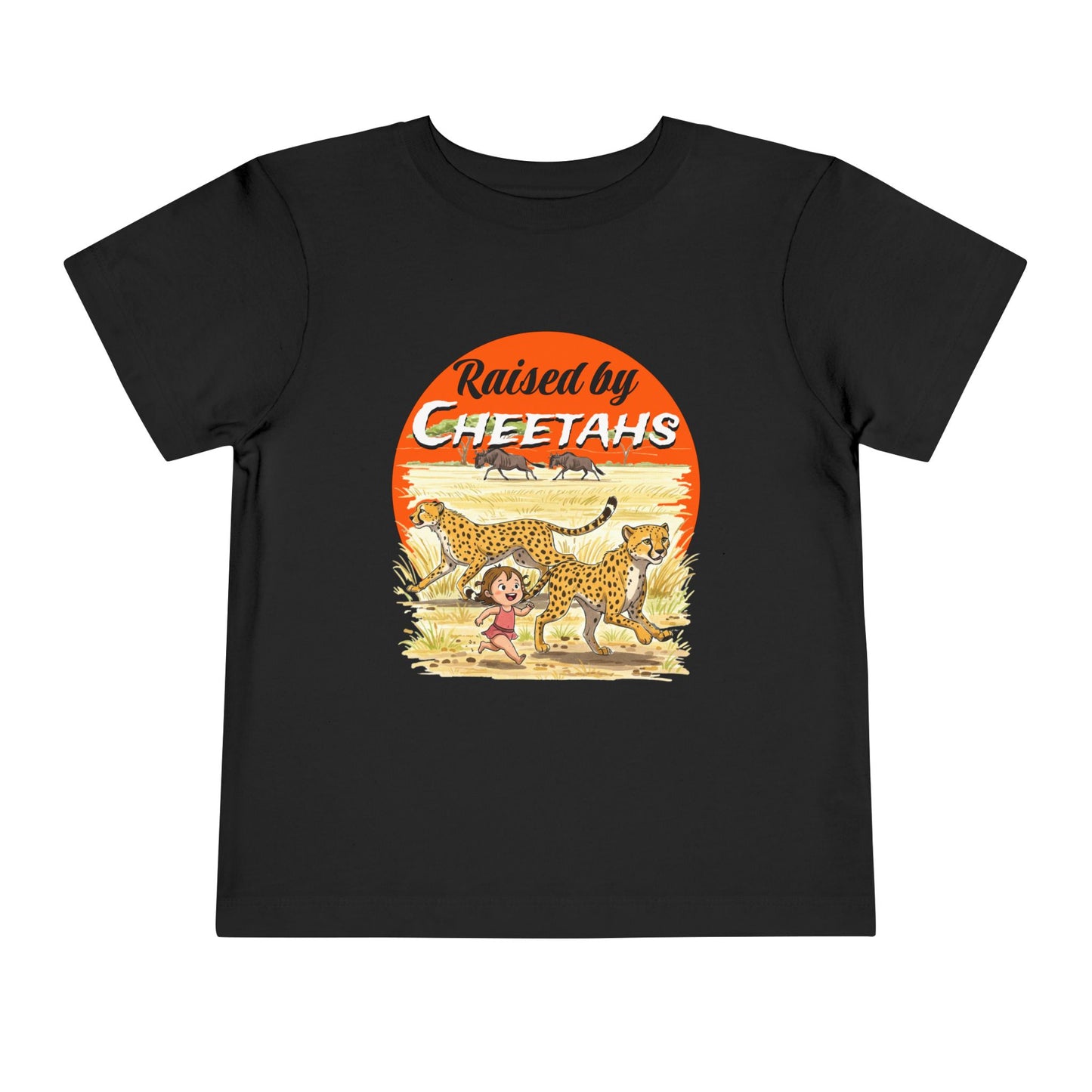 Toddler Short Sleeve Tee - Raised by Cheetahs Funny Adventure Shirt for Girls, Toddlers - Schmartypants