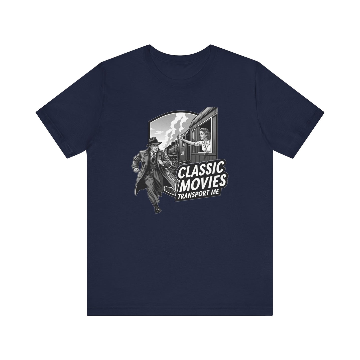 Classic Movies Transport Me Unisex Tee, Vintage Movie Lover Shirt, Locomotive T-Shirt, Film Buff Gift, Nostalgic Film Apparel