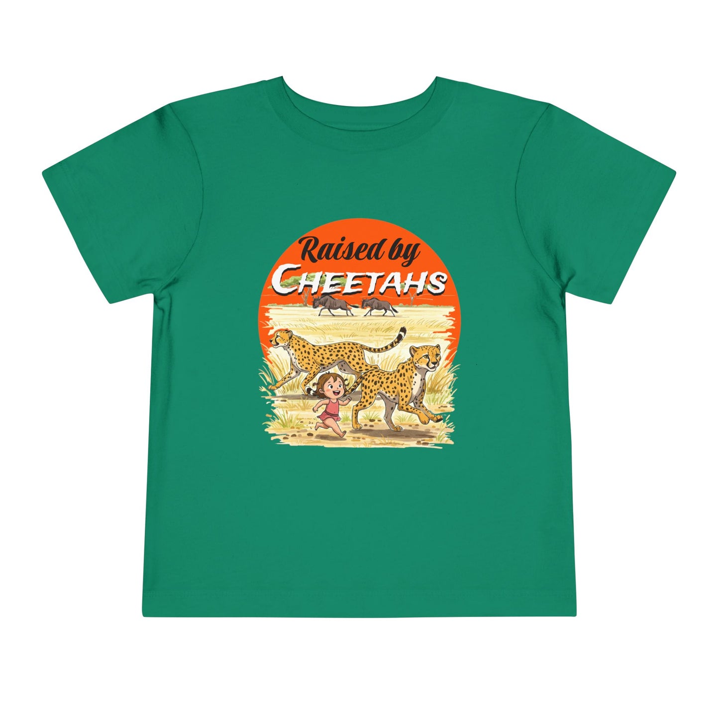 Toddler Short Sleeve Tee - Raised by Cheetahs Funny Adventure Shirt for Girls, Toddlers - Schmartypants