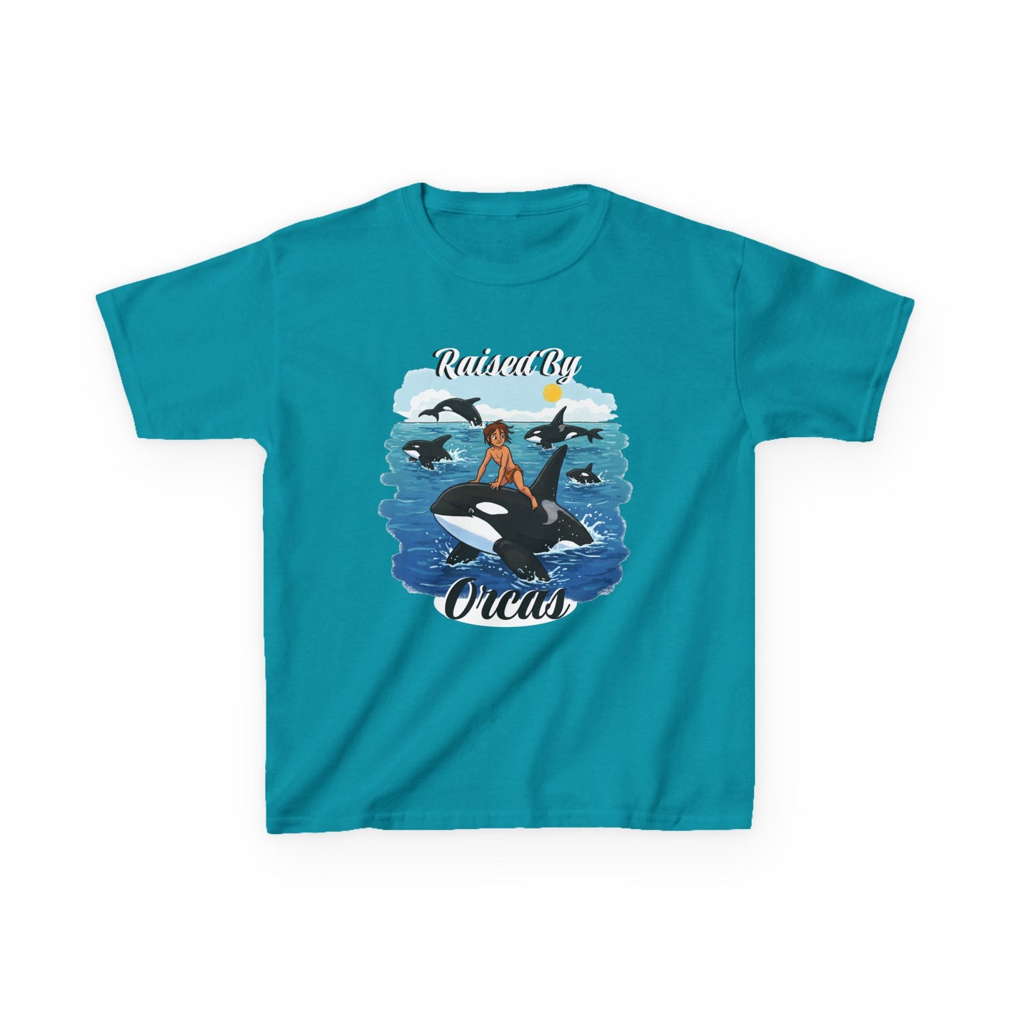 Funny Whale-Themed Kids Tee, 'Raised By Orcas' Shirt - Perfect for Ocean Lovers, Gifts for Birthdays, Summer Camps, Beach Days, Fun Tees