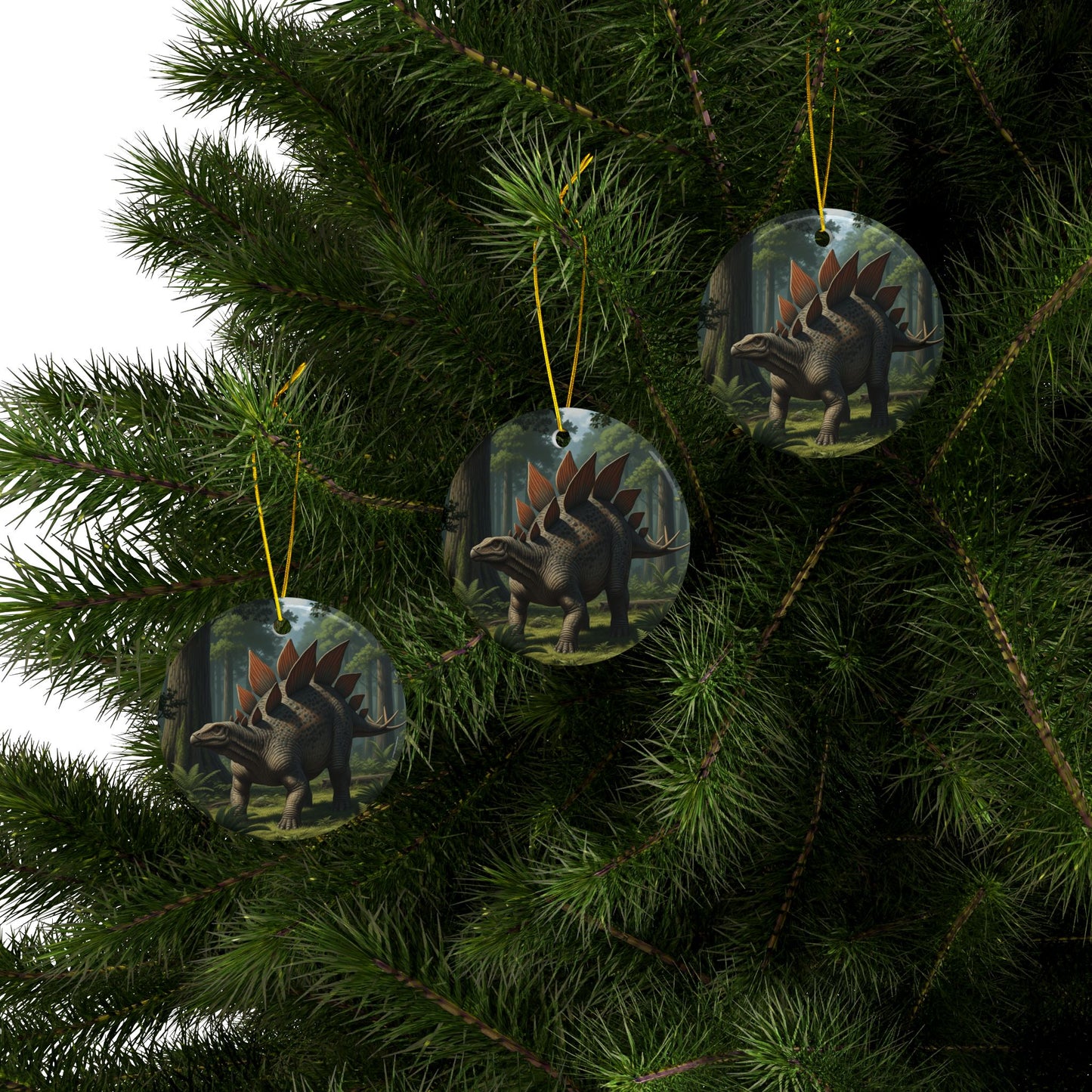 Stegasaurus Jurassic Era Dinosaur Ceramic Christmas Tree Ornaments, Keepsakes, Collectibles, Party Favors