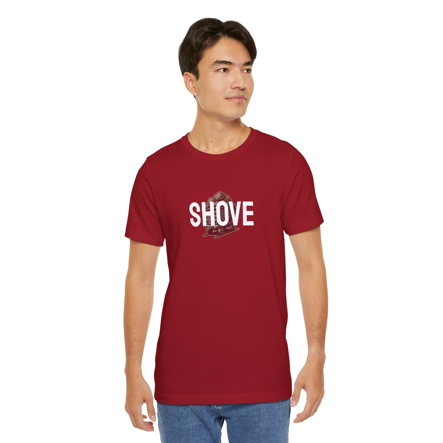 Athletic Spirit SHOVE Unisex Tee, Baseball Player Gift, Sports Fan Shirt, Inspirational Athlete Top, Underdog Competition Statement Piece
