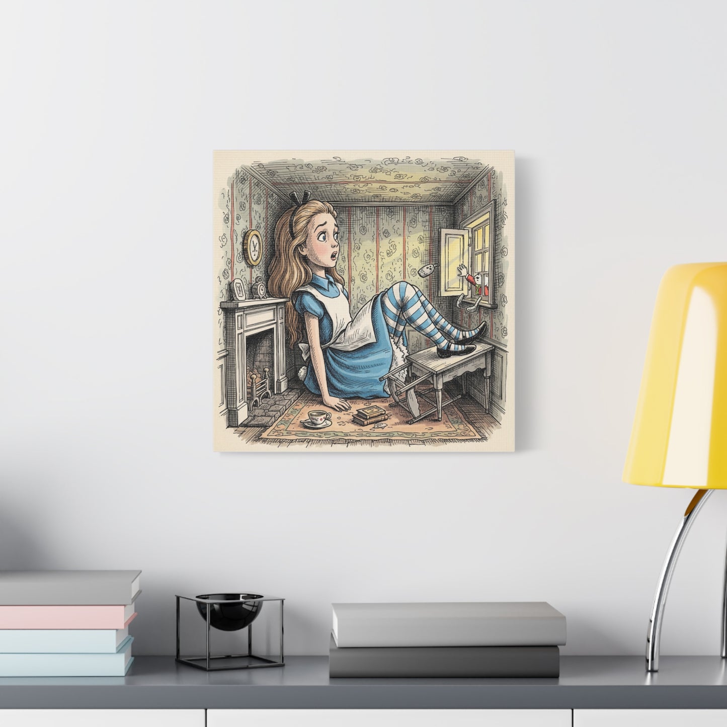Alice in Wonderland Canvas Print Wall Art, Stretched Matte Canvas, Fantasy Children's Classic, Home Decor, Nursery Decoration
