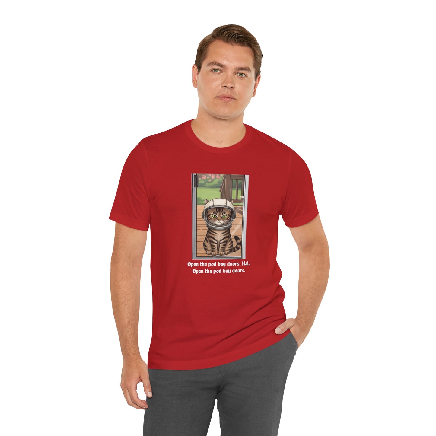 Cat Astronaut Tee, Funny Cat Shirt, Cat Lover Gift, Space Sci-Fi Tee, Hal 2001 Humor Shirt, Unisex Jersey Tee