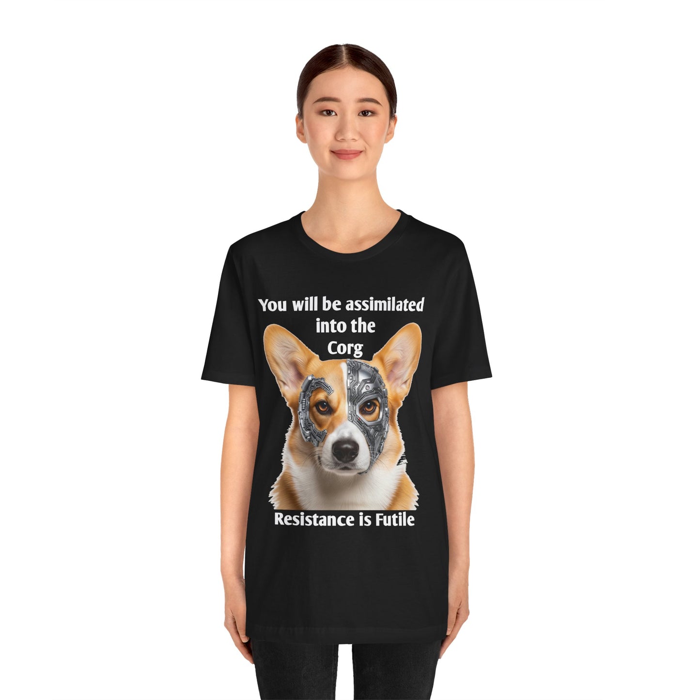 Star Trek Corgi Unisex Tee, Borg Implants, Resistance is Futile, Funny Gift for Corgi Lovers, Trekkies, Trekkie Conventions, Dog Park