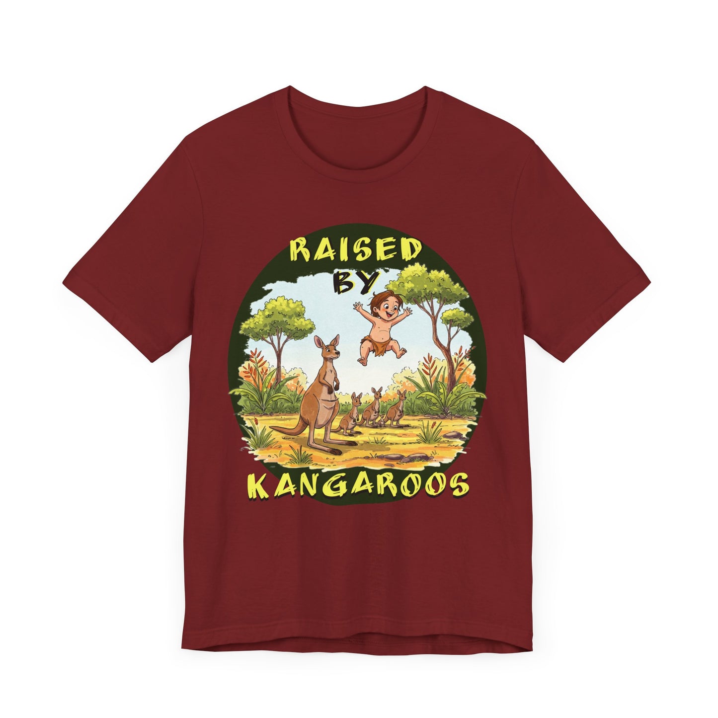 'Raised by Kangaroos' Unisex Short Sleeve Tee - Fun and Playful T-Shirt for Animal Lovers, Aussies - Schmartypants