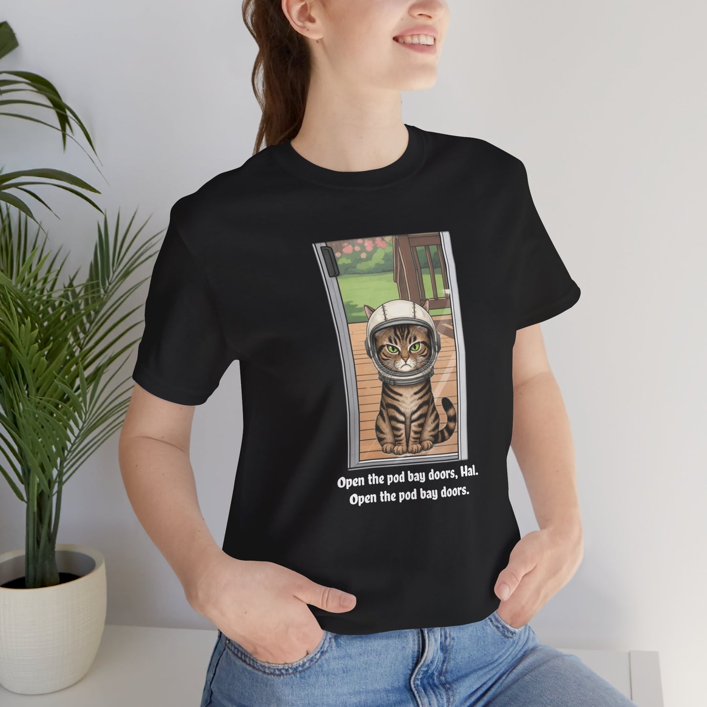 Cat Astronaut Tee, Funny Cat Shirt, Cat Lover Gift, Space Sci-Fi Tee, Hal 2001 Humor Shirt, Unisex Jersey Tee