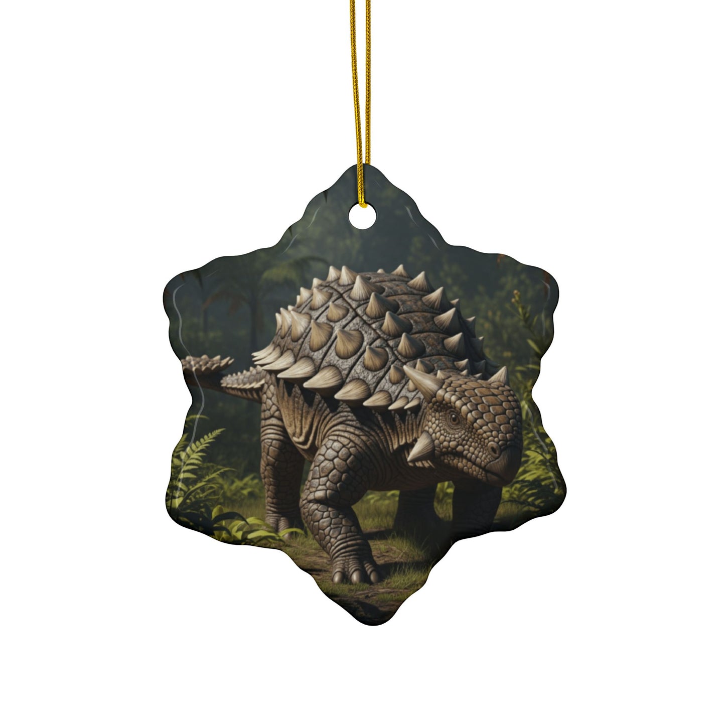 Ankylosaurus Dinosaur-Themed Ceramic Ornaments, Unique Holiday Decor, Perfect for Kids' Rooms, Gifts for Nature Lovers, 2-Sided Print