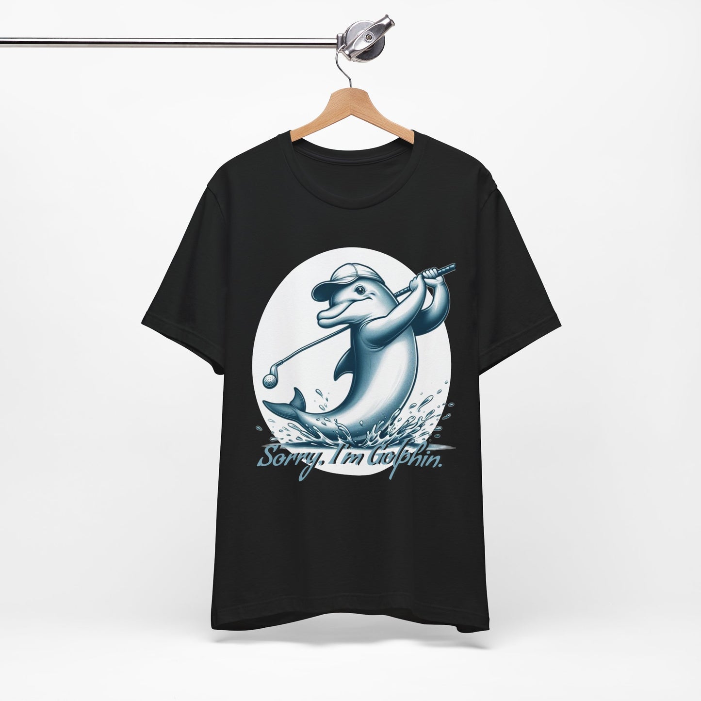 Funny Dolphin Golfing Tee - "Sorry, I’m Golphin" Unisex Jersey Short Sleeve Shirt - Dad Joke and Golfers Gift - Schmartypants
