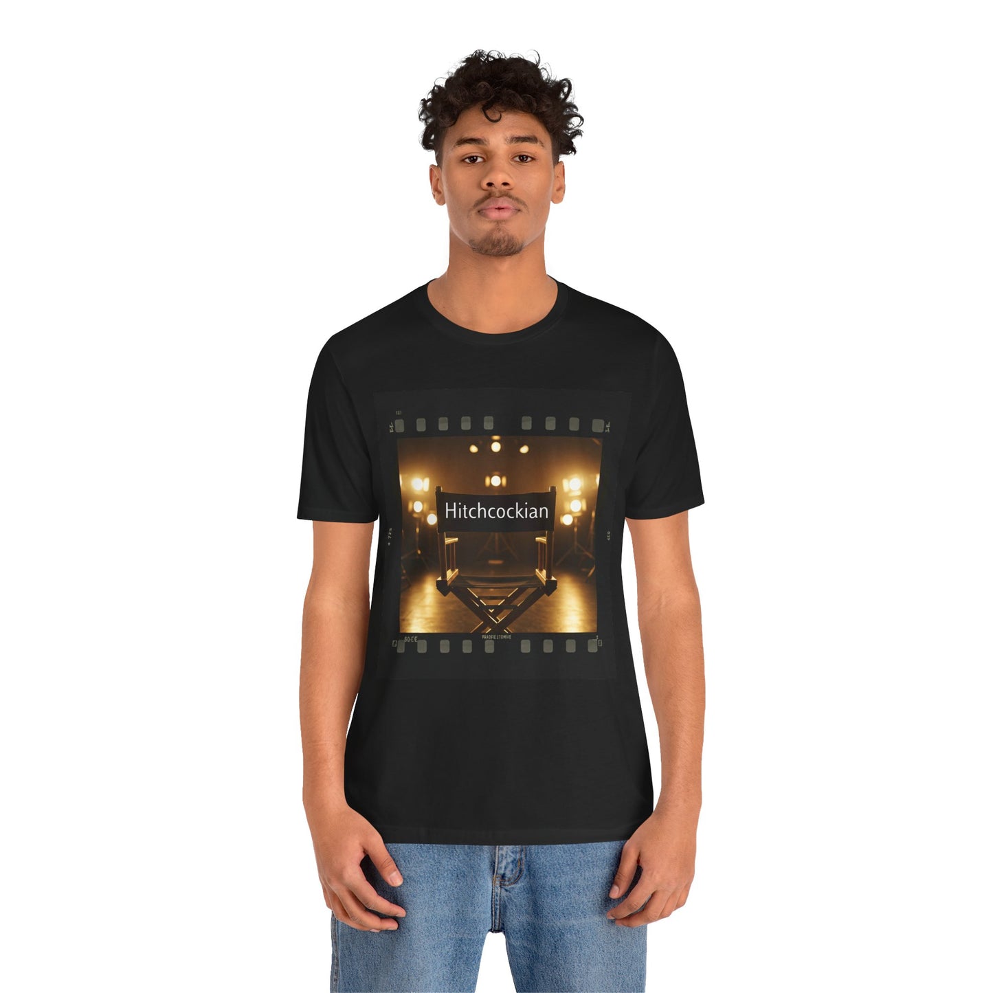 "Hitchcockian" Unisex Jersey Tee - Vintage Film Vibe T-Shirt for Film Lovers, Hitchcock Lovers, and Filmmakers - Schmartypants