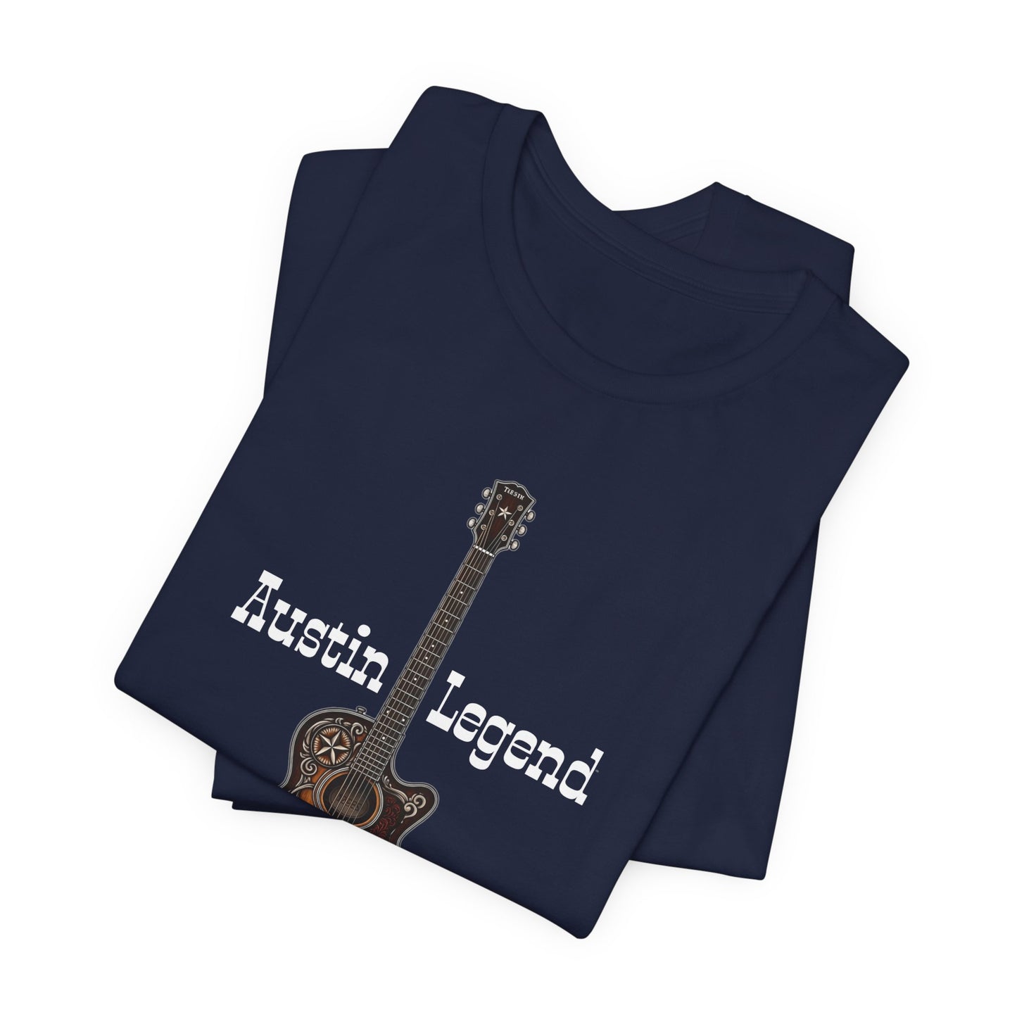 Austin Legend Guitar Tee | Unisex Short Sleeve T-Shirt, Music Lover Gift, Austin TX Souvenir, Casual Wear, Festival Apparel
