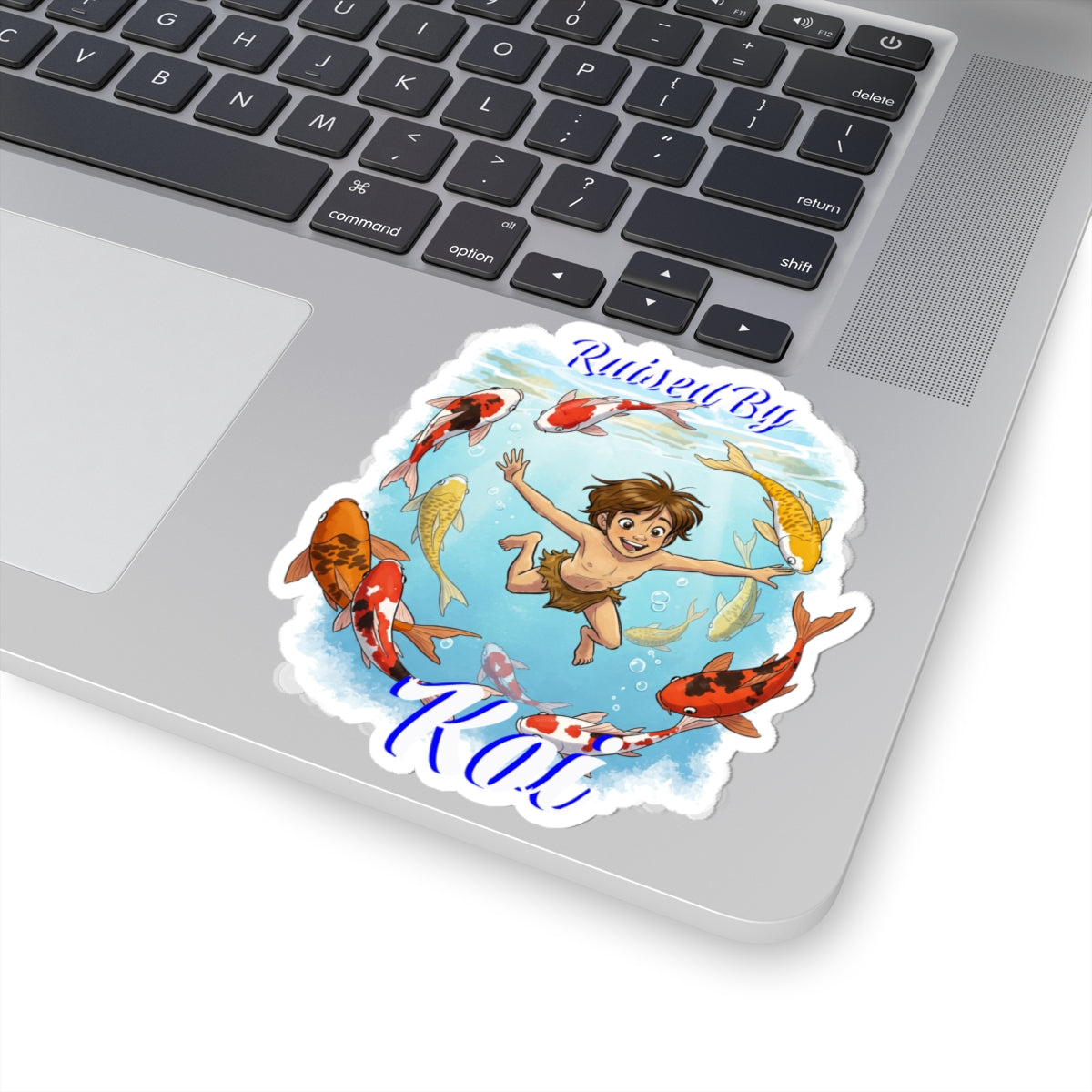 Underwater Adventure Kiss-Cut Stickers - "Raised By Koi" for Koi Hobbyists - Schmartypants