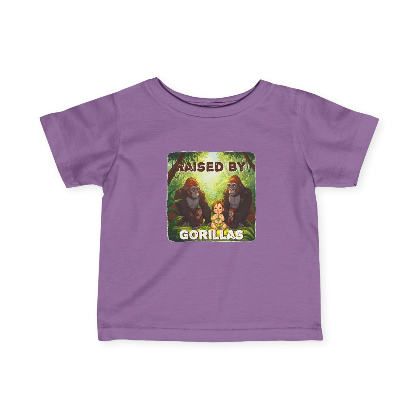 Adorable 'Raised by Gorillas' Funny Infant Fine Jersey Tee - Schmartypants