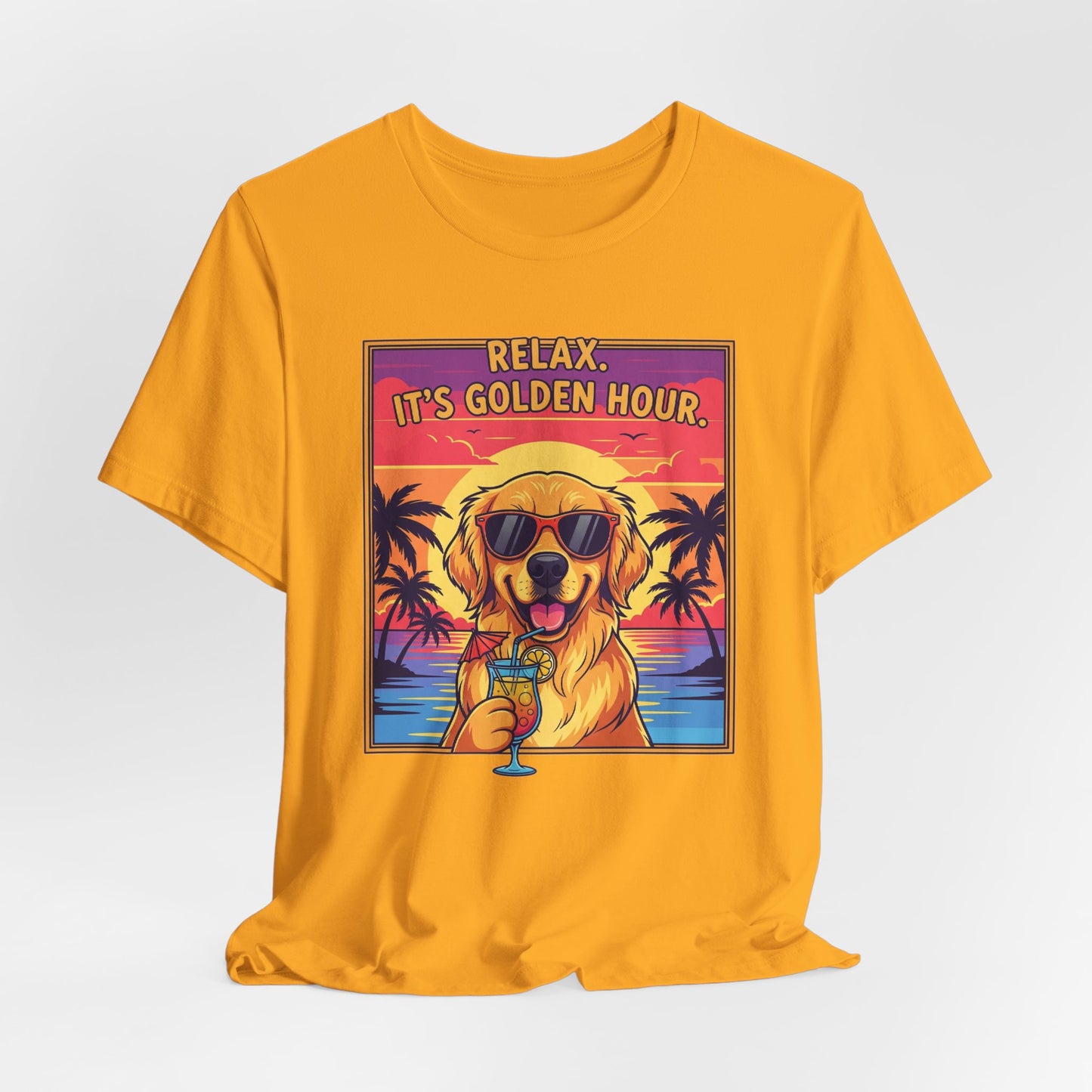 Golden Hour Golden Retriever Tee - Relax It's Golden Hour Shirt, Dog Lover Gift, Summer Vibes Tee, Vacation Outfit, Funny Pet Shirt