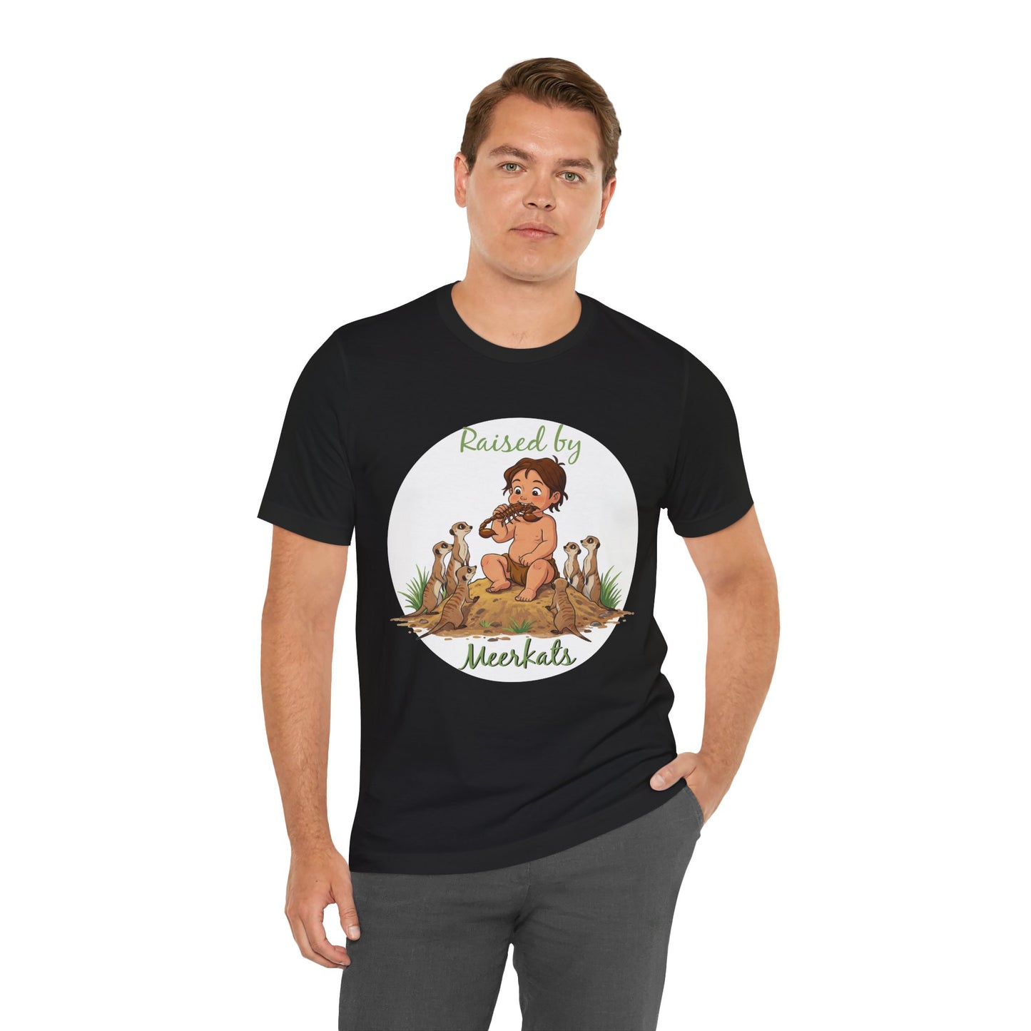 Funny 'Raised by Meerkats' Unisex Tee for Meerkat and Wildlife Lovers - Schmartypants