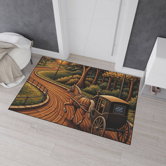 Rustic Horse-Drawn Carriage Floor Mat, Farmhouse Decor, Outdoor Mat, Vintage Style Entryway Mat, Perfect for Home, Gifts