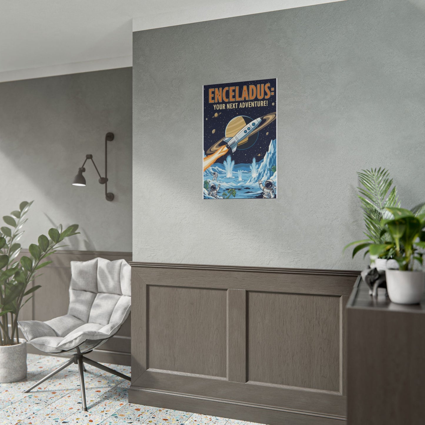 Enceladus Adventure Rolled Posters, Space Wall Art, Astronaut Decor, Travel Inspiration, Unique Gift for Space Lovers