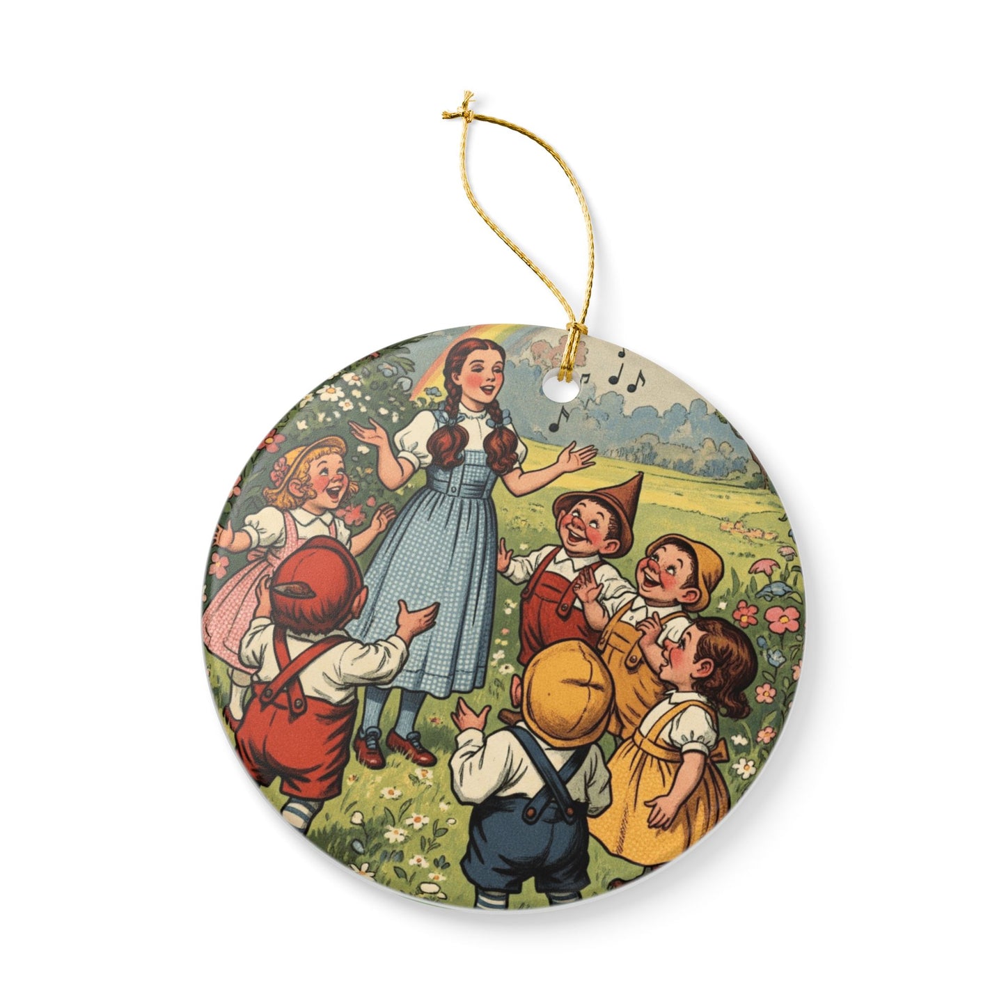 Ceramic Ornament, Wizard of Oz Christmas Tree Ornament, Dorothy and Munchkins, Xmas Decor, Holiday Gift, Collectible Decoration