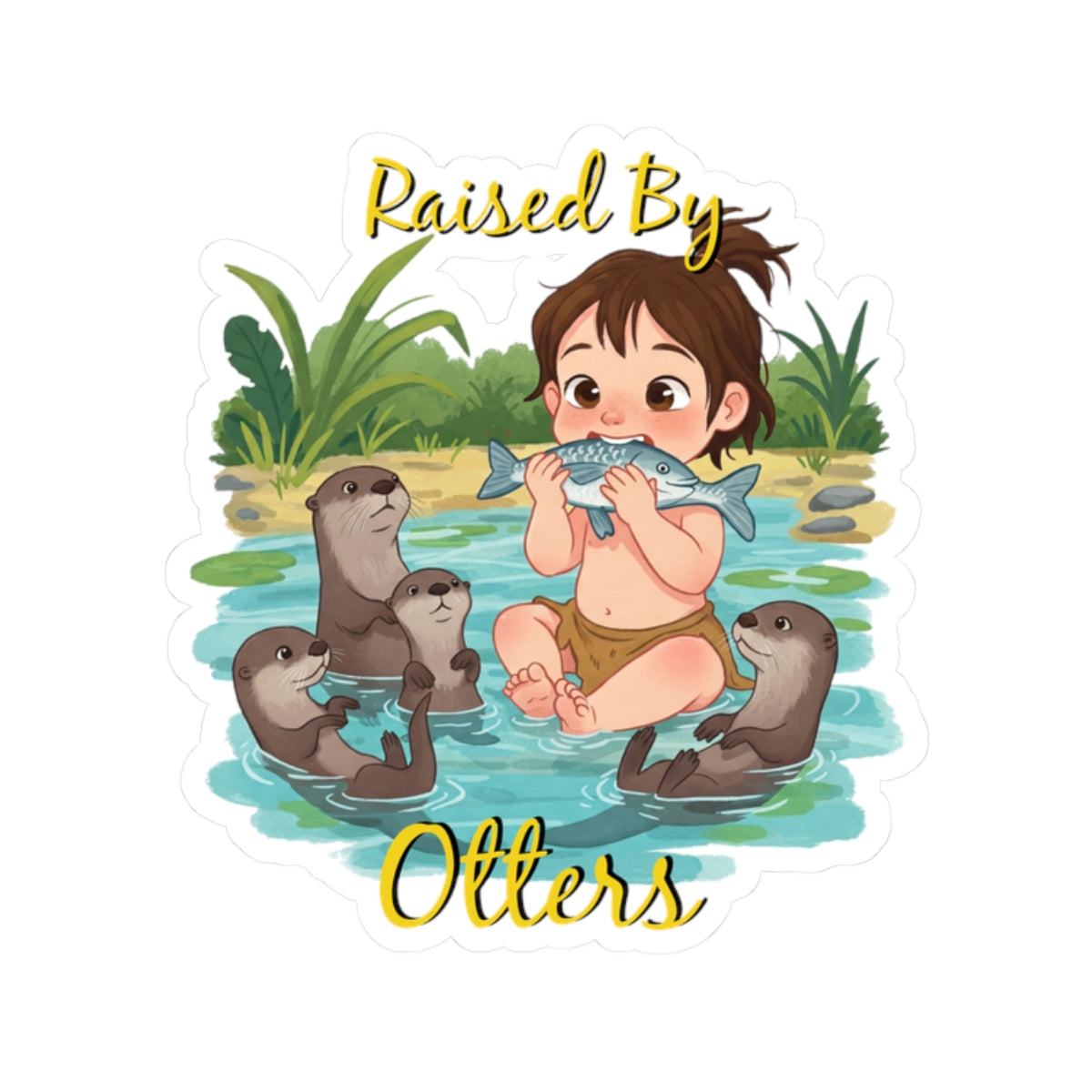 Cute Otter Family Kiss-Cut Stickers | Perfect for Kids' Room Decor, Laptop Stickers, Water Bottles, Fun Gifts, Otter Lovers