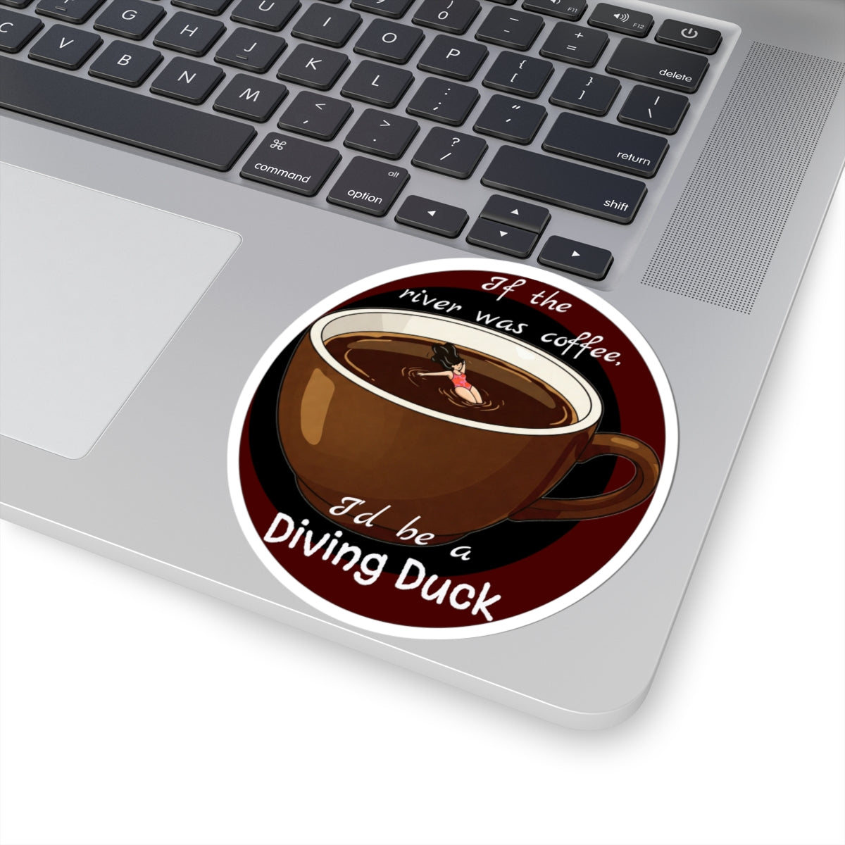 Funny Diving Duck Coffee Kiss-Cut Stickers | Perfect for Coffee Lovers - Female Diver - Schmartypants