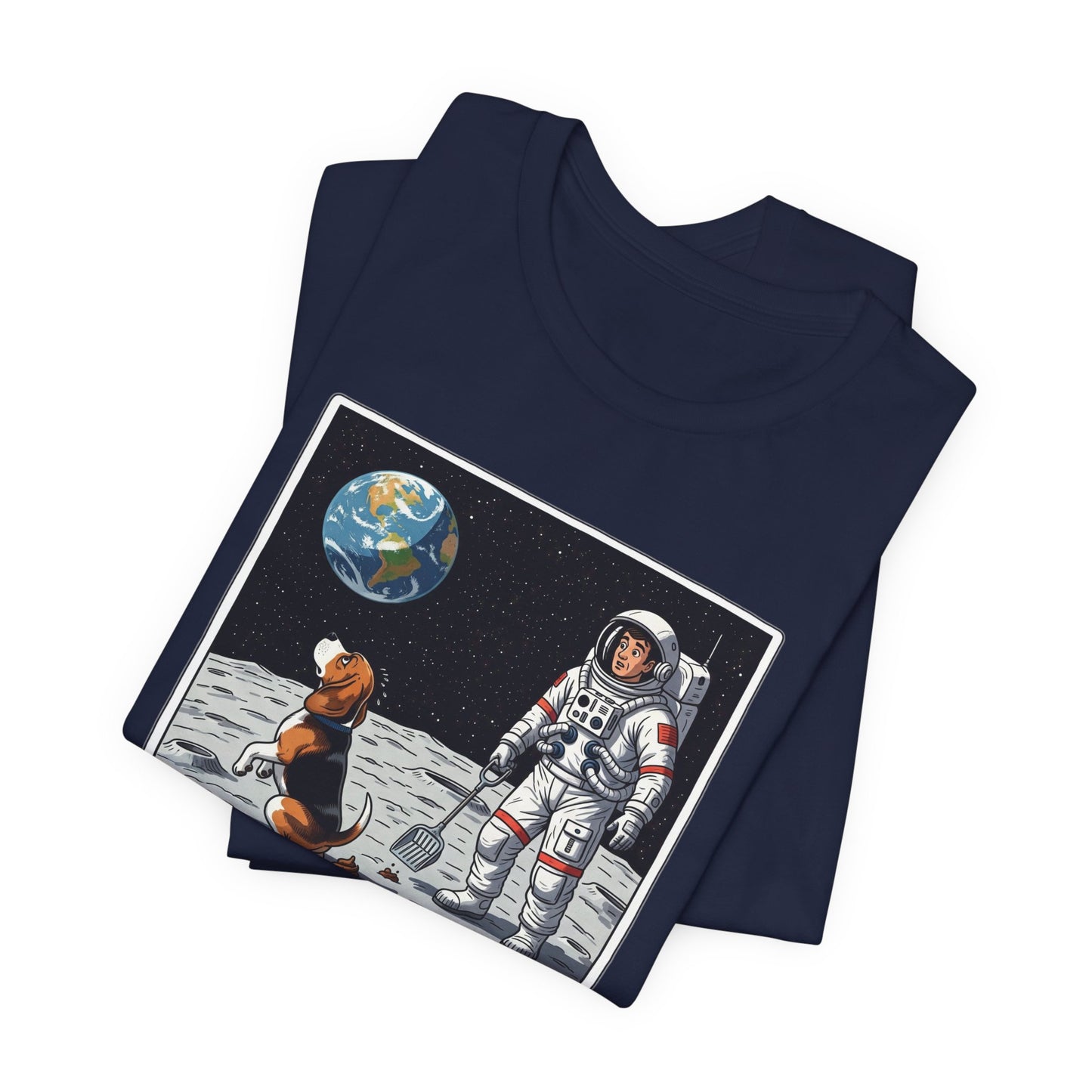 Funny Beagle Moon Landing Tee - "The Beagle Has Landed" Graphic, Pooper Scooping Astronaut Shirt, Unisex Casual T-Shirt, Cool Pet Gift