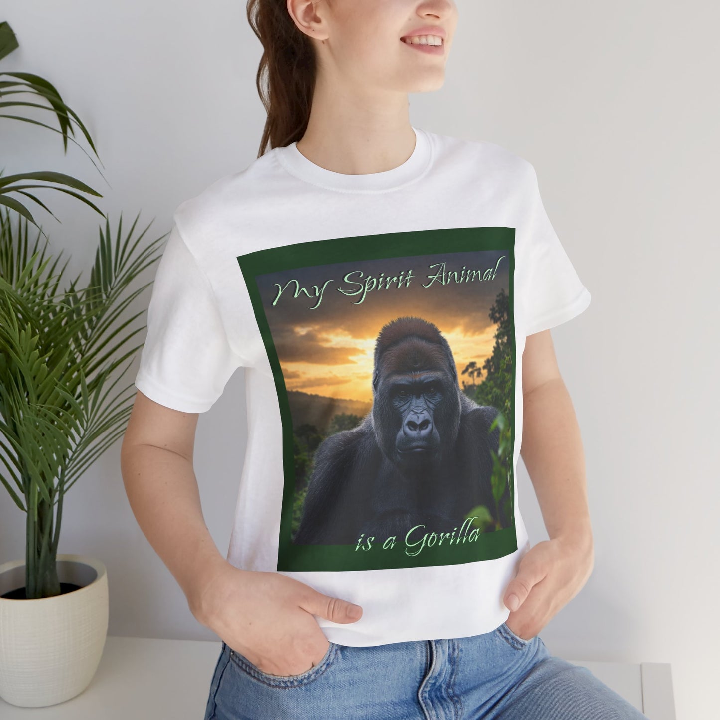 'My Spirit Animal is a Gorilla' T-Shirt - Beautiful Unisex Jersey Tee for Animal Lovers, Conservationists - Schmartypants