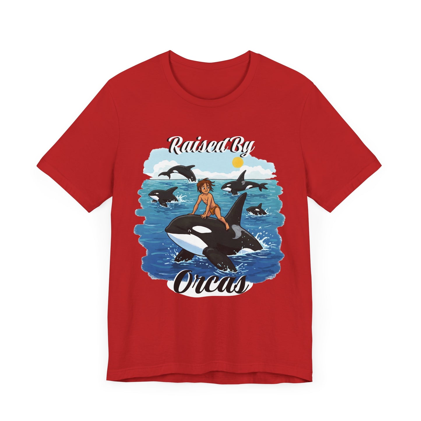Funny 'Raised by Orca's' Tee - Perfect for Ocean Lovers, Beach Days, Summer Vacations, Gift for Marine Life Enthusiasts, Cute Animal Shirt