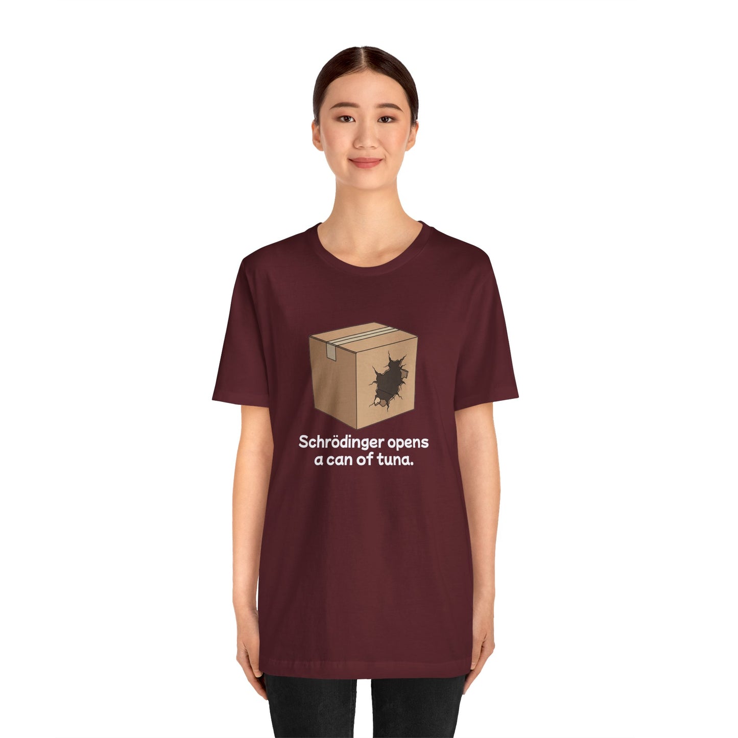 Funny Science Tee: Schrödinger's Cat Hears a Can Opener, Gift for Nerds, Science Lovers, Casual Wear, Unisex T-Shirt, Humor Apparel