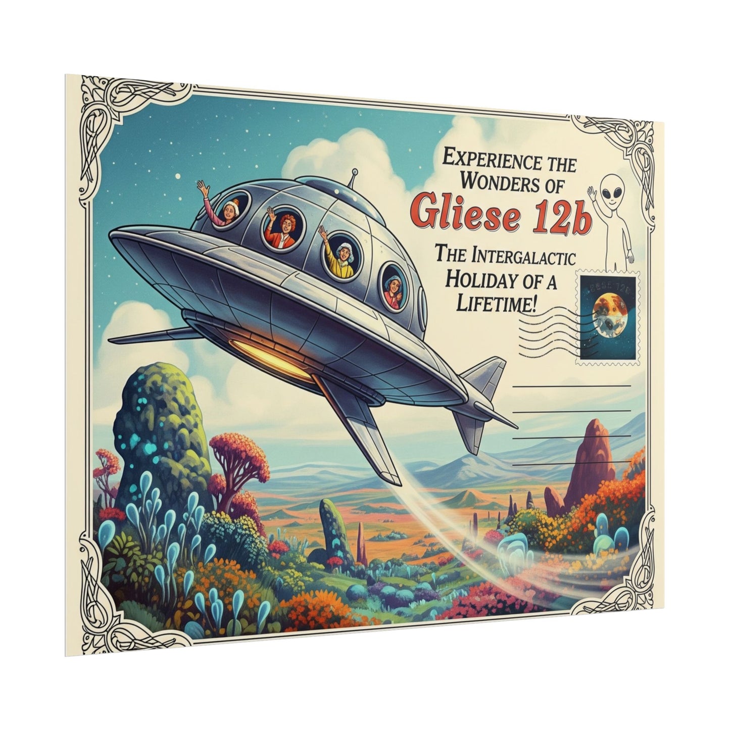 Galactic Adventure Poster, Futuristic Wall Art, Retro Space Travel Decor, Alien Theme Art, Gift for Sci-Fi Lovers