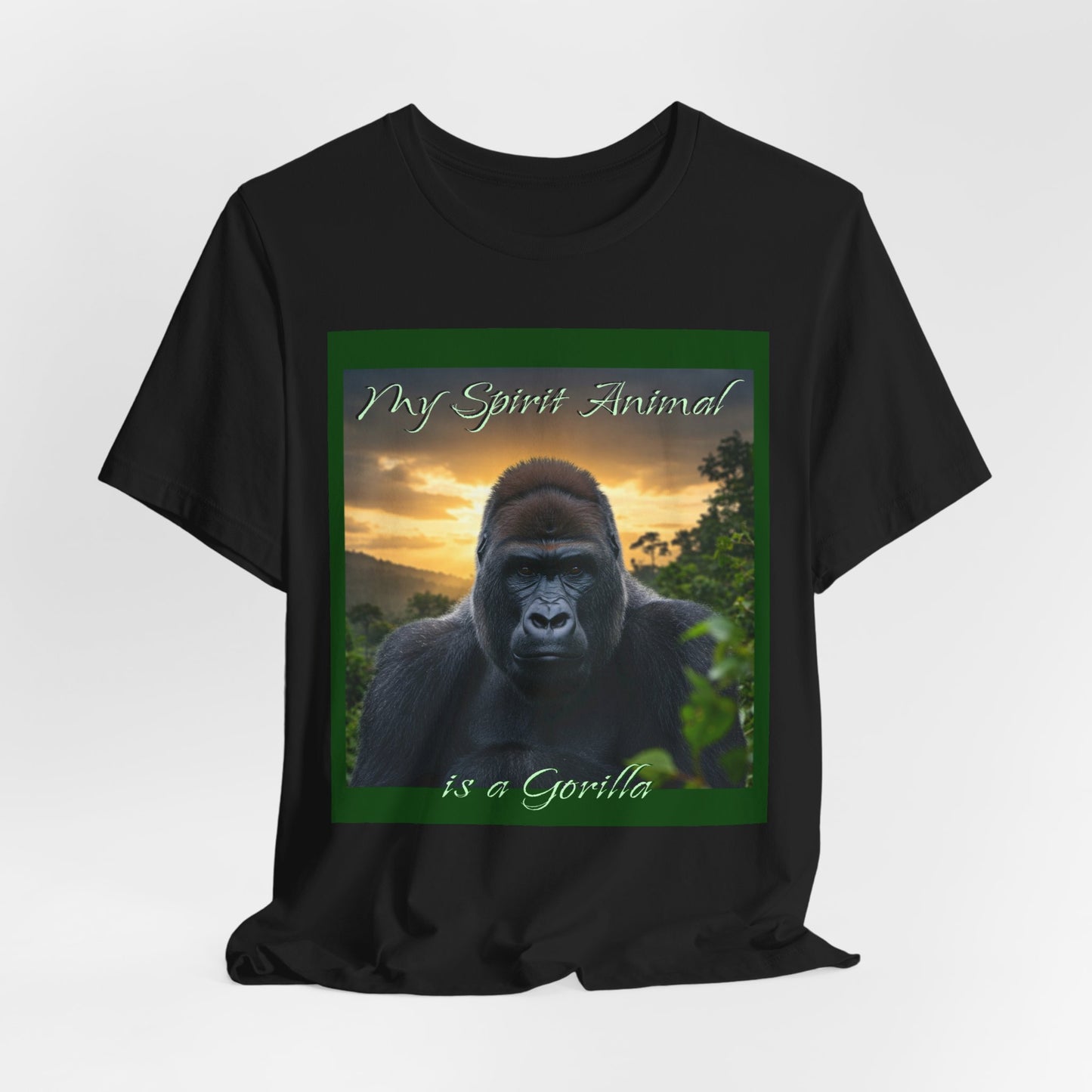 'My Spirit Animal is a Gorilla' T-Shirt - Beautiful Unisex Jersey Tee for Animal Lovers, Conservationists - Schmartypants
