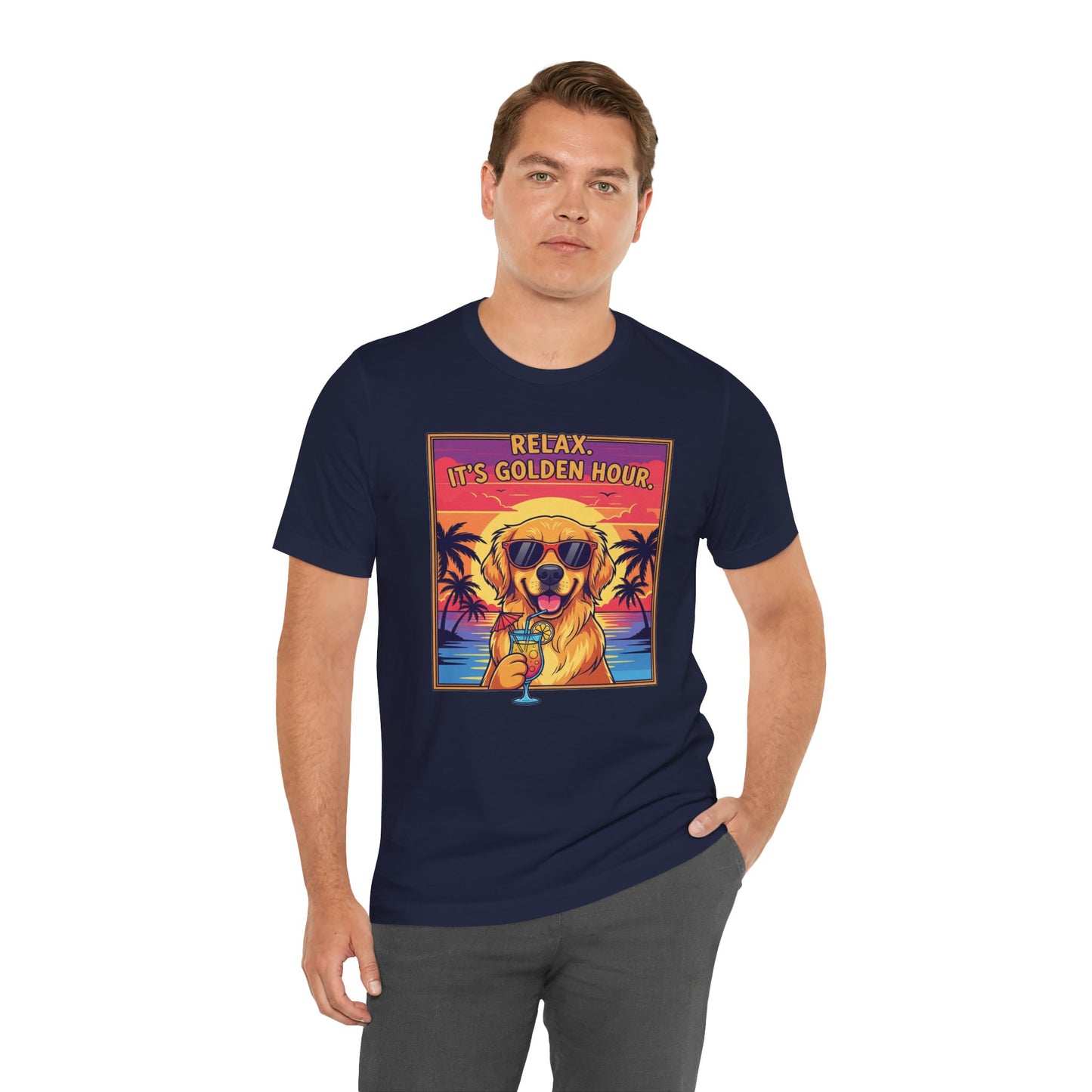 Golden Hour Golden Retriever Tee - Relax It's Golden Hour Shirt, Dog Lover Gift, Summer Vibes Tee, Vacation Outfit, Funny Pet Shirt