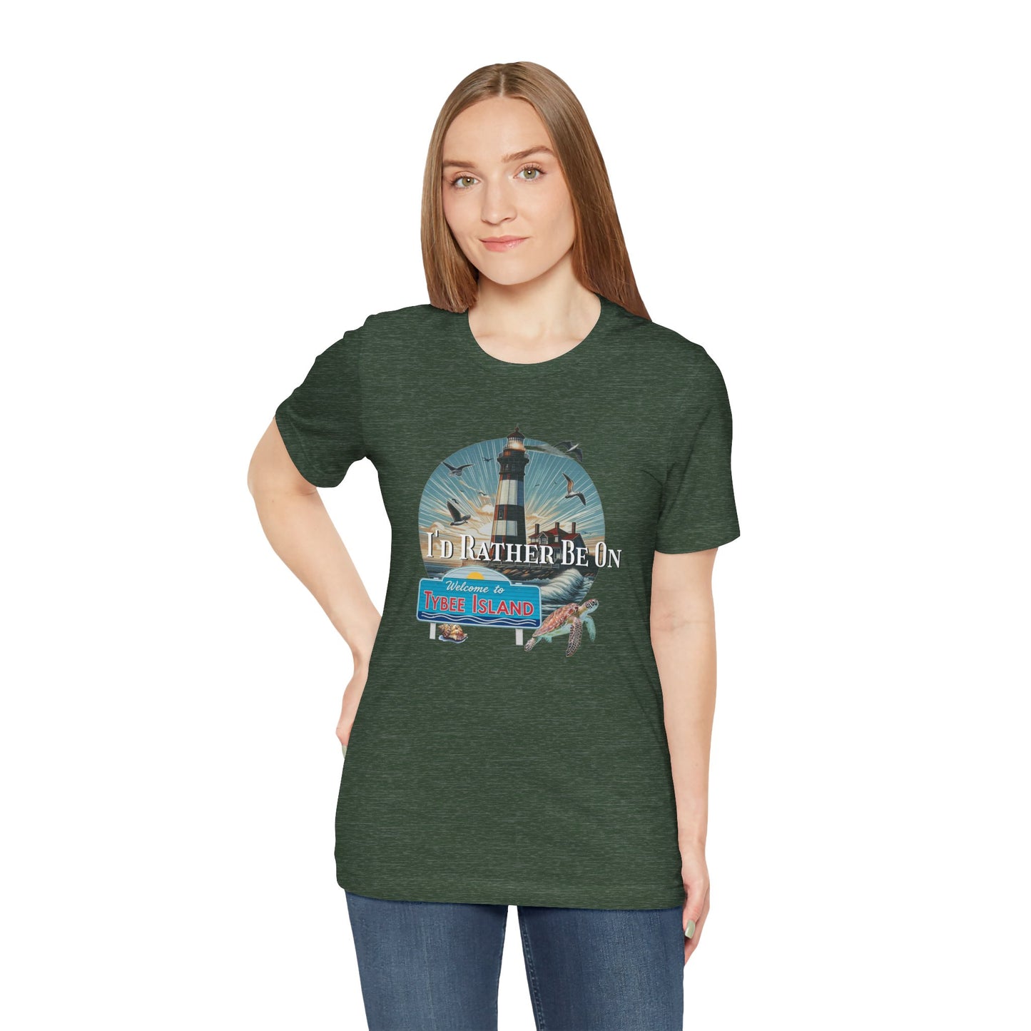 Tybee Island Georgia Unisex Jersey Tee, Laid-Back Beach Lighthouse Shirt, Island Lifestyle Apparel, Coastal Vacation Souvenir Top, Beach