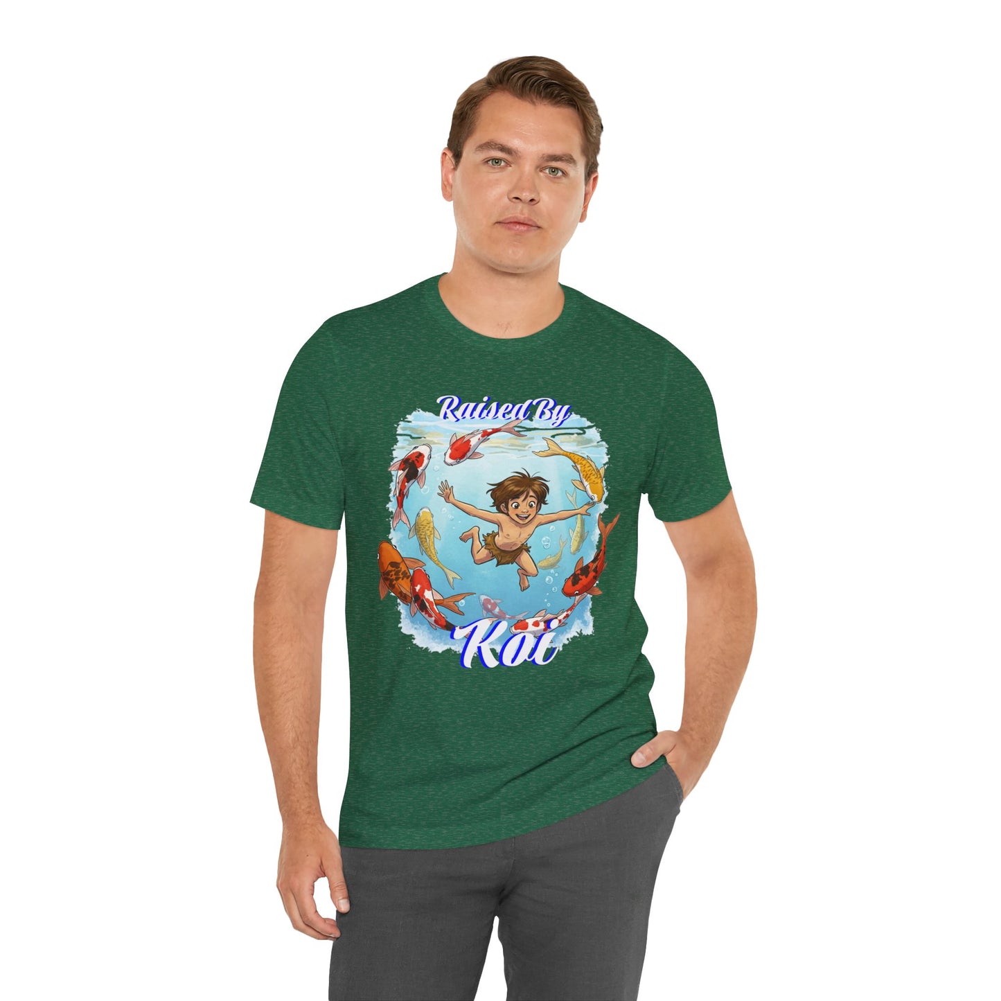 'Raised By Koi; Unisex Jersey Tee - Funny Graphic Tee for Aquatic Lovers, Cute Gift for Birthdays, Casual Wear, Summer Fashion, Relaxed Style - Schmartypants