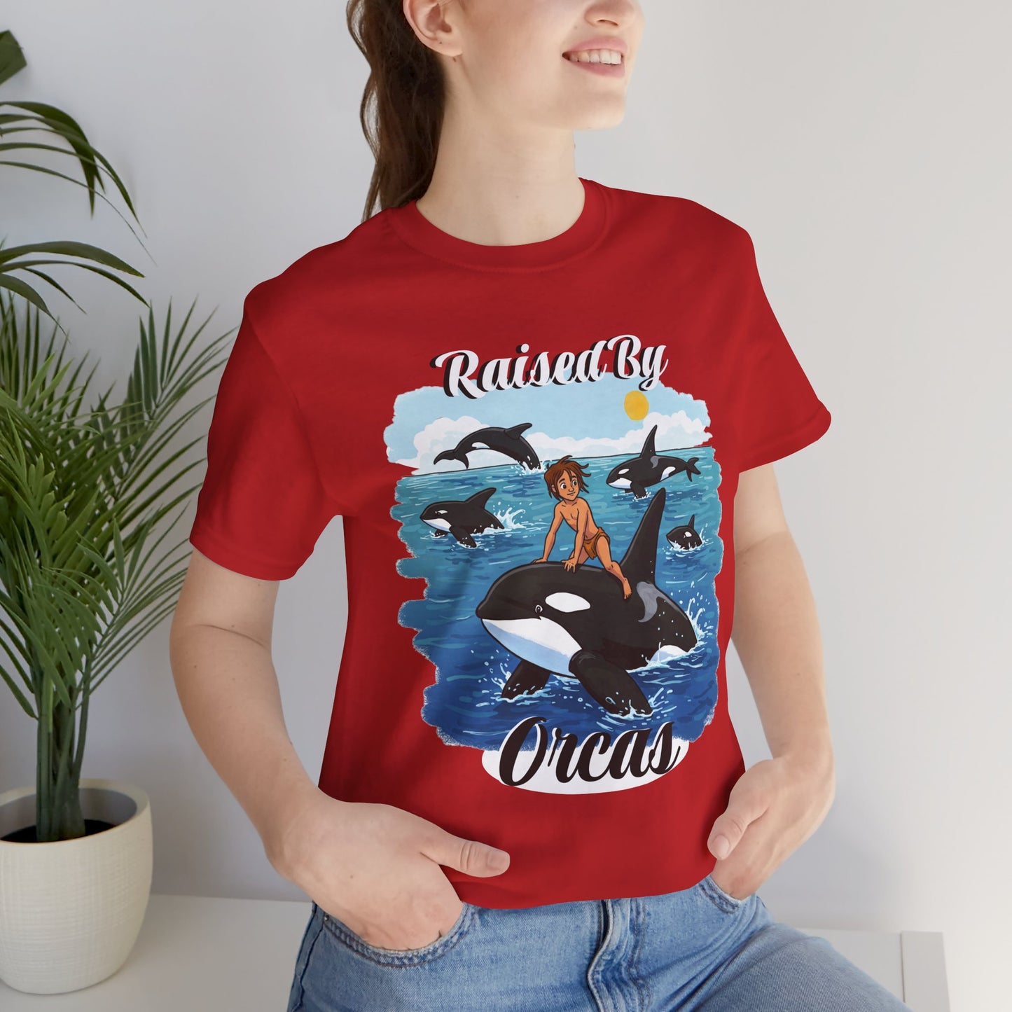 Funny 'Raised by Orca's' Tee - Perfect for Ocean Lovers, Beach Days, Summer Vacations, Gift for Marine Life Enthusiasts, Cute Animal Shirt