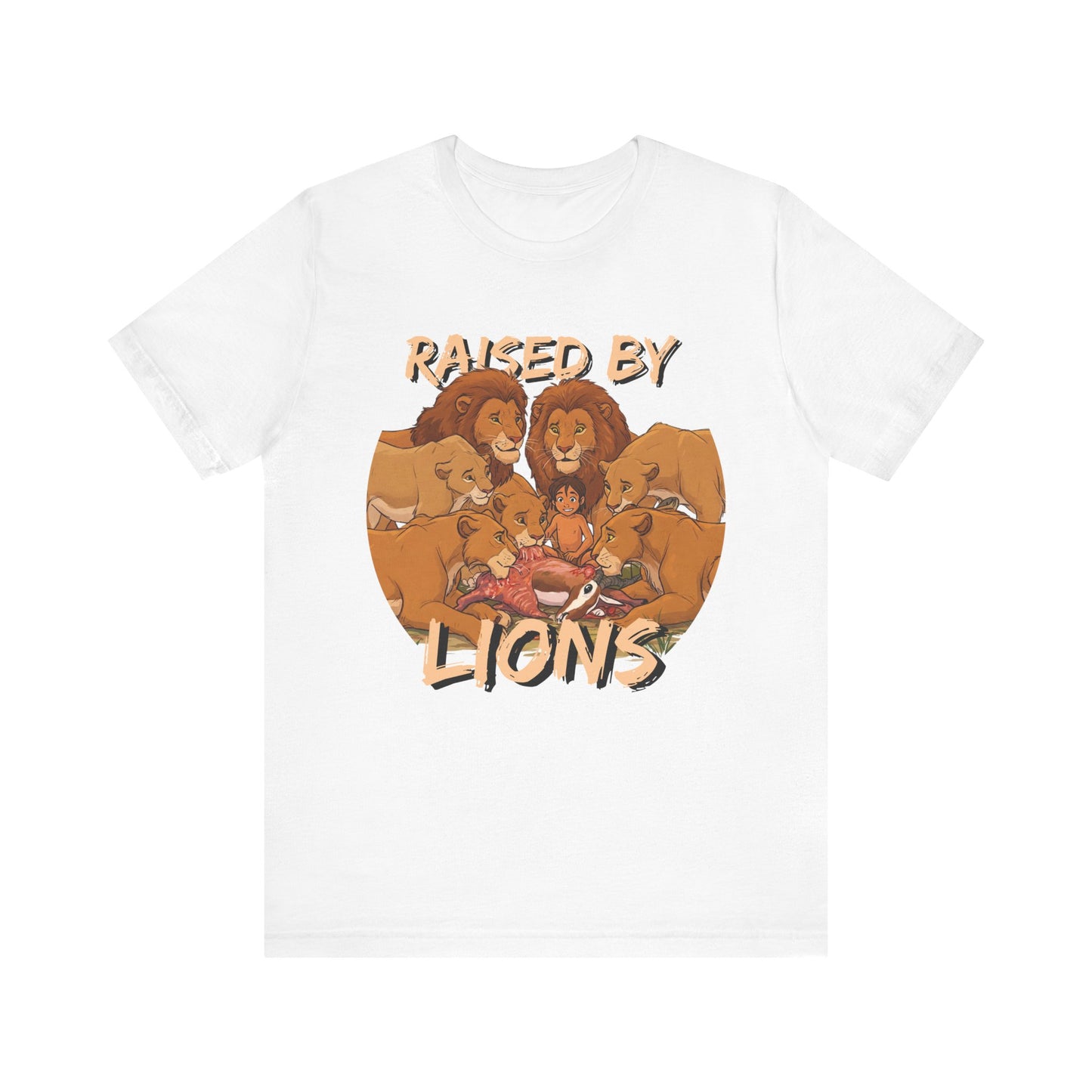 Raised by Lions Unisex Jersey Tee – Empowering, Humorous Graphic T-Shirt for Animal Lovers, Lion Lovers - Schmartypants