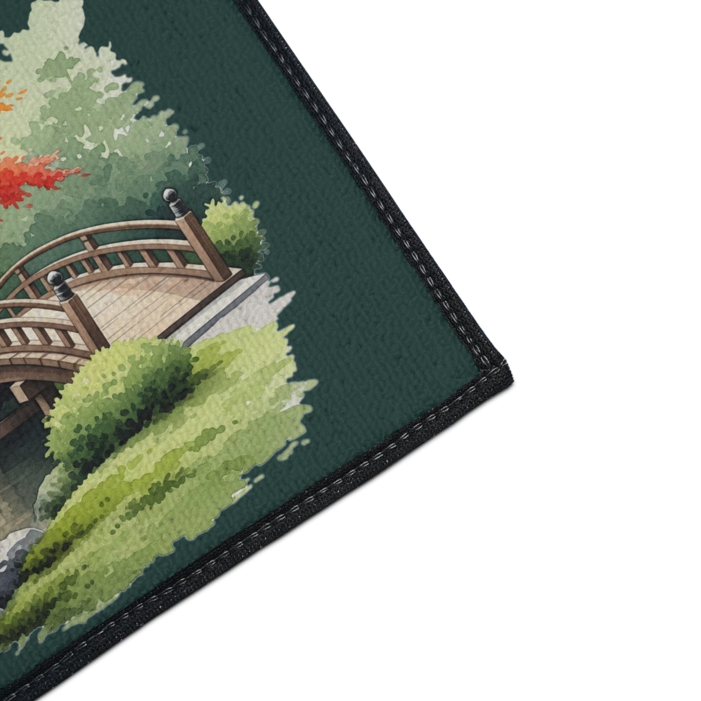 Floor Mat, Tranquil Japanese Garden, Zen Home Decor, Fall Leaves Rug, Contemplative Design, Heavy Duty Mat