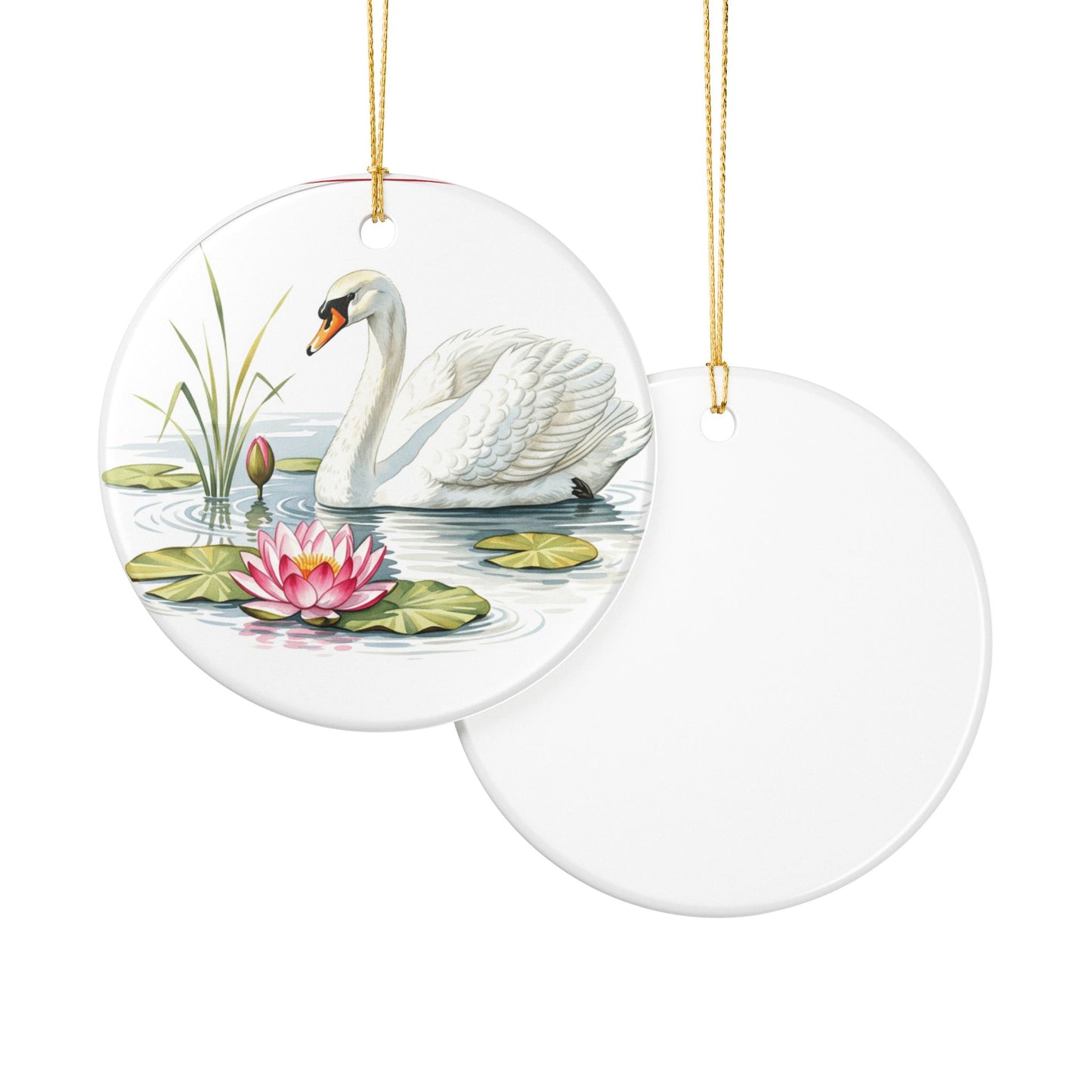 Elegant Swan Ceramic Ornament, Home Decor, Holiday Gift, Wedding Decoration, Nature Lover, Christmas Tree Decor