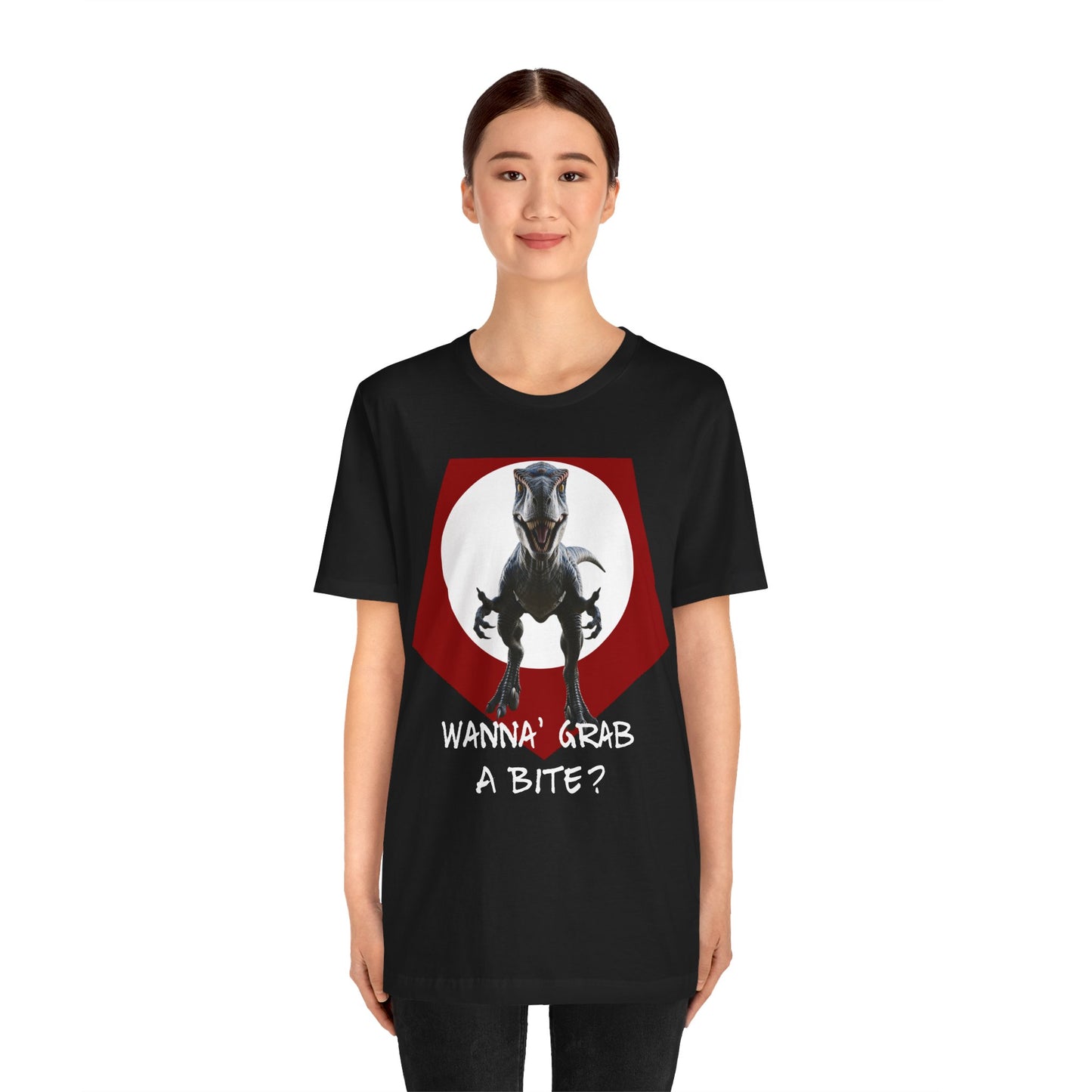 Funny Dinosaur Velociraptor 'Grab a Bite' Graphic Tee - Perfect for Casual Wear, Birthday Gifts, Jurassic Theme Parties, Chefs