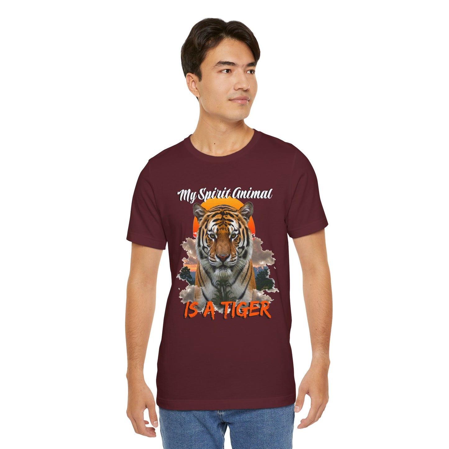 My Spirit Animal is a Tiger Tee - Unisex Jersey Short Sleeve T-Shirt, Inspirational Fierce Nature Apparel for Tiger Lovers, Casual Wear, Zoo