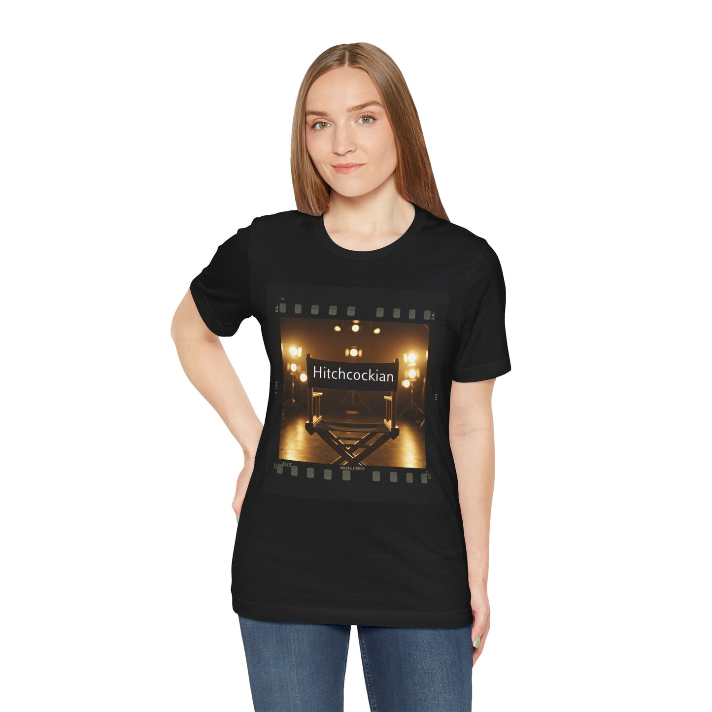 "Hitchcockian" Unisex Jersey Tee - Vintage Film Vibe T-Shirt for Film Lovers, Hitchcock Lovers, and Filmmakers - Schmartypants