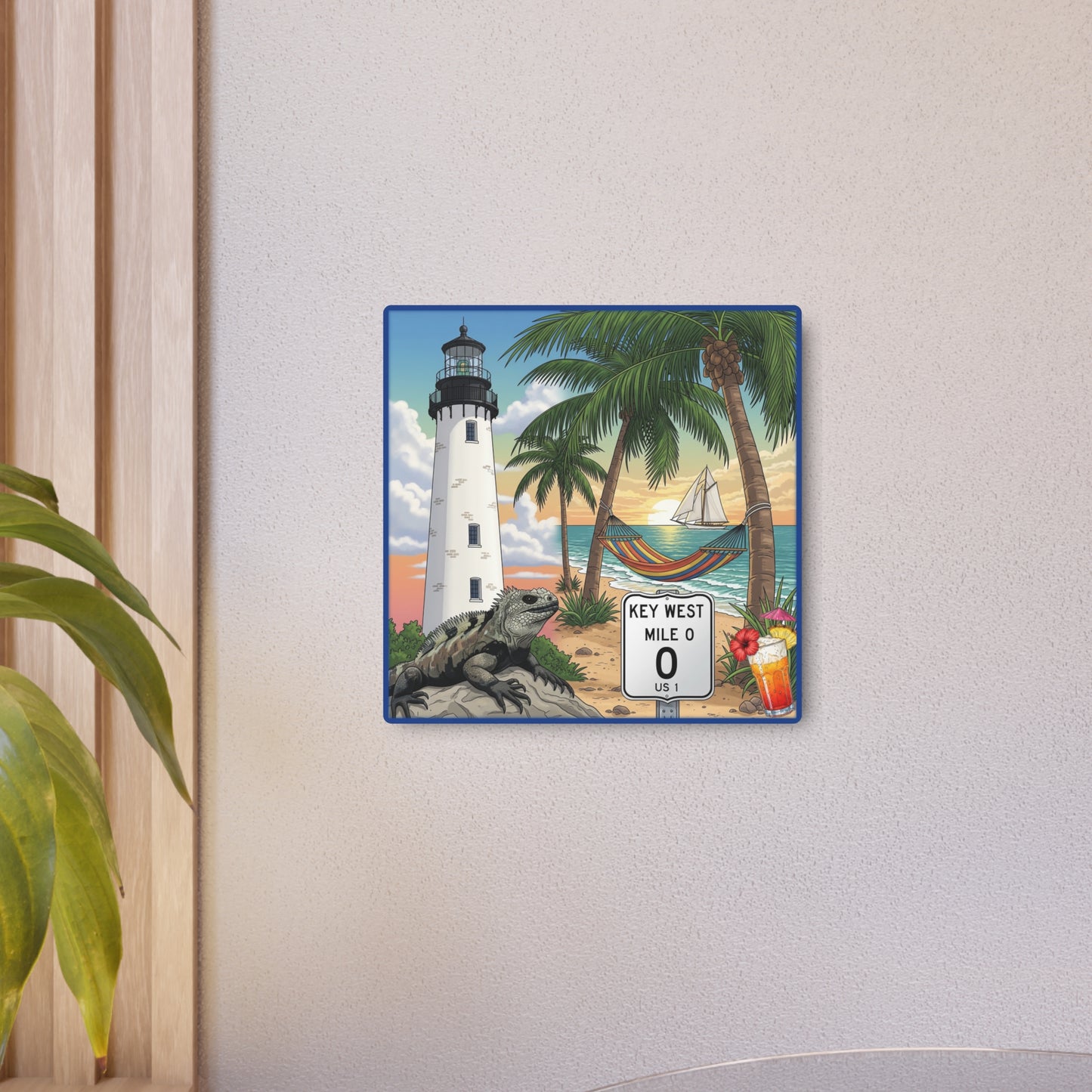 Key West Lighthouse Paradise Metal Art Sign, Nautical Decor, Coastal Wall Art, Beach House Gift, Tropical Home Accent, Home Bar Sign