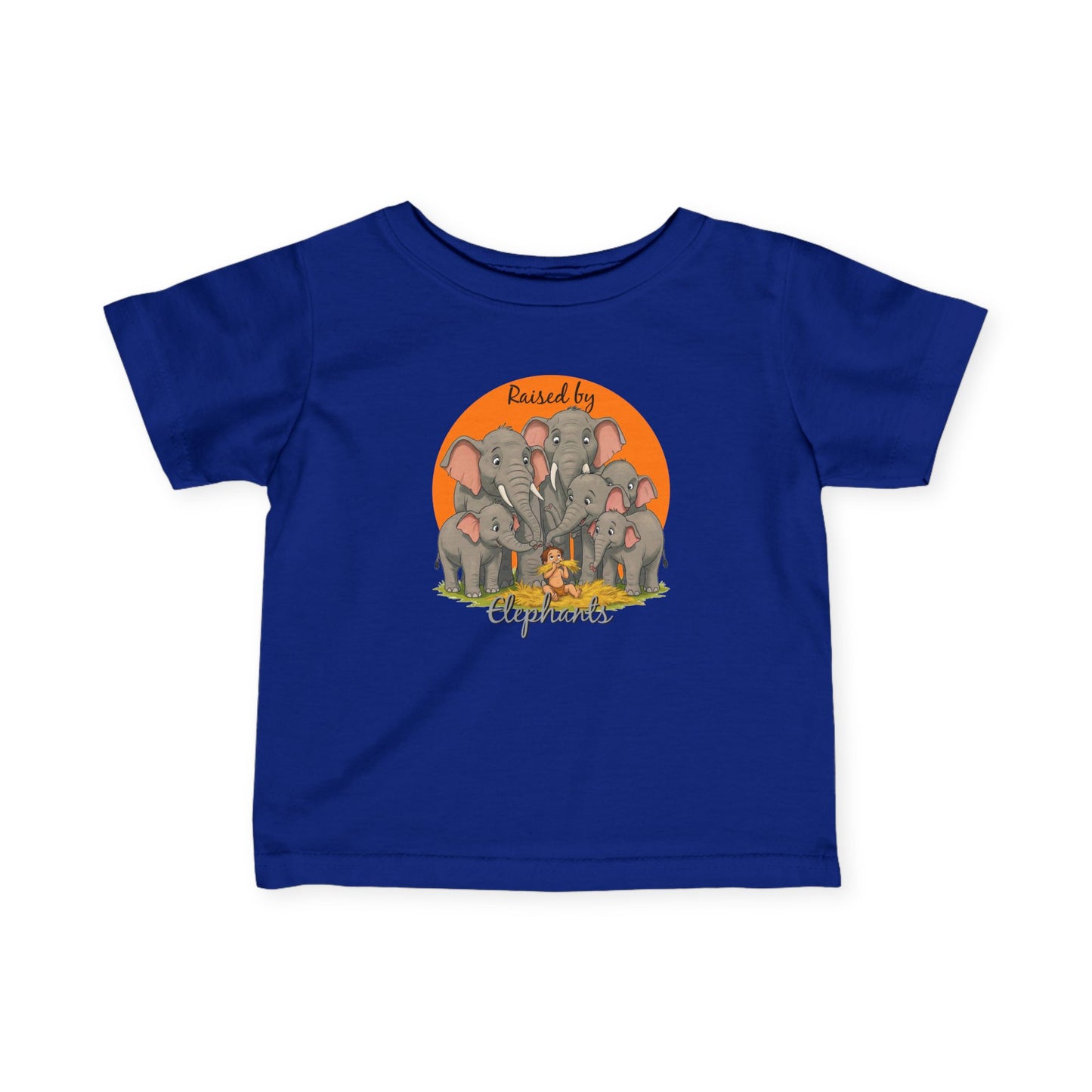 Cute Funny Elephant Theme Infant Tee - "Raised by Elephants" - Schmartypants
