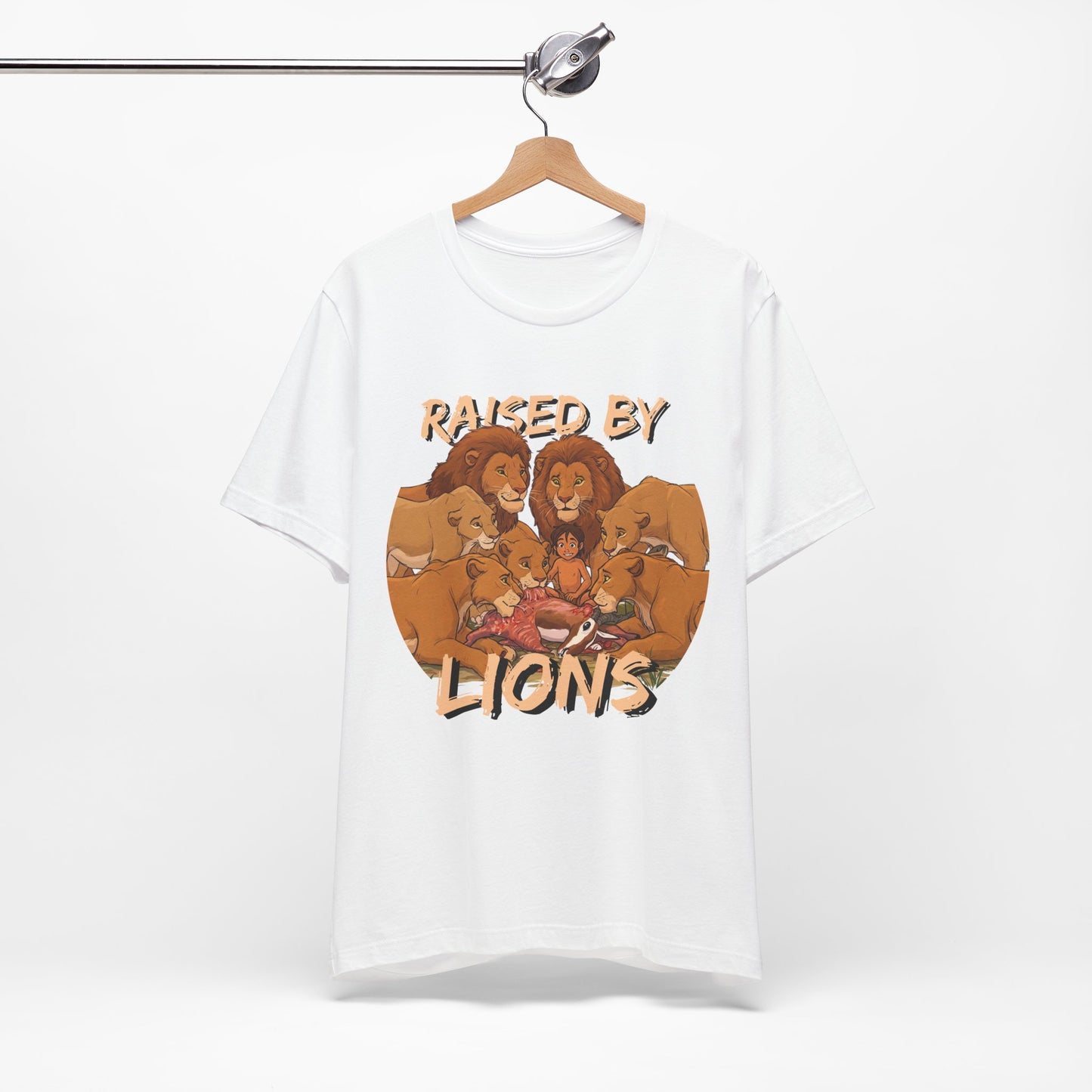 Raised by Lions Unisex Jersey Tee – Empowering, Humorous Graphic T-Shirt for Animal Lovers, Lion Lovers - Schmartypants