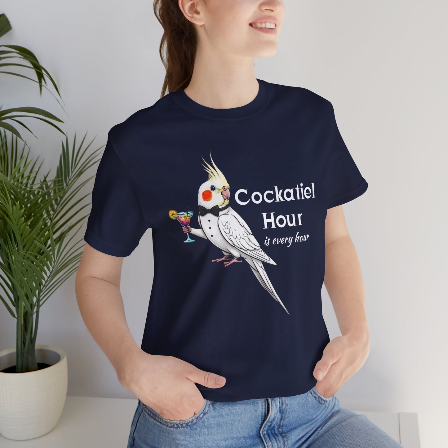 Funny 'Cockatiel Hour is Every Hour' Unisex Tee for Cockatiel Pet Owners