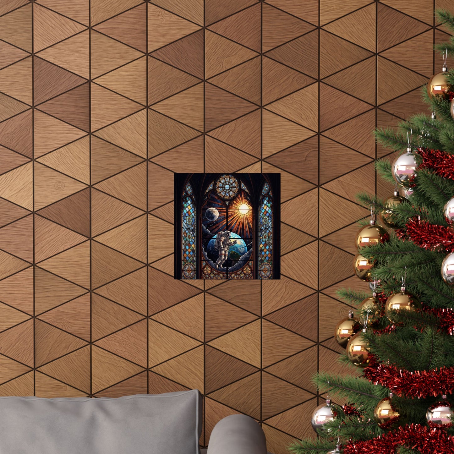 Astronaut Stained Glass Poster, Space Art Print, Celestial Wall Decor, Unique Gift for Space Lovers, Home Office Decoration