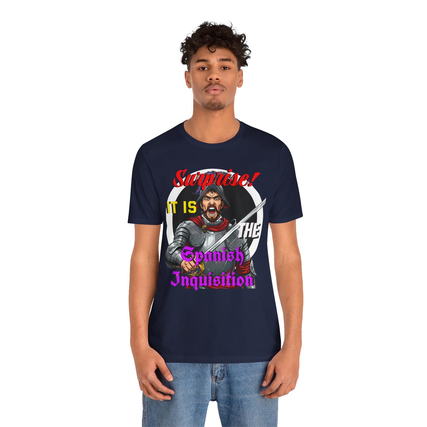 Hilarious Spanish Inquisition T-Shirt, British Humor Tee, Unisex Short Sleeve, Ideal for Parties, Gifts, Comedy Lovers