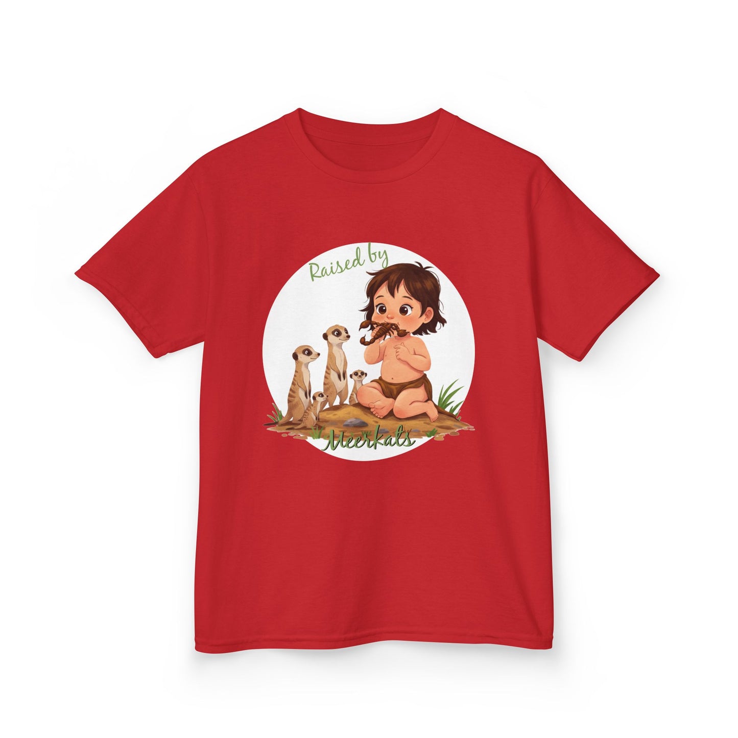 Sweet and Funny 'Raised by Meerkats' Kids Heavy Cotton™ Tee for Girls Who Love Meerkats, Wildlife - Schmartypants