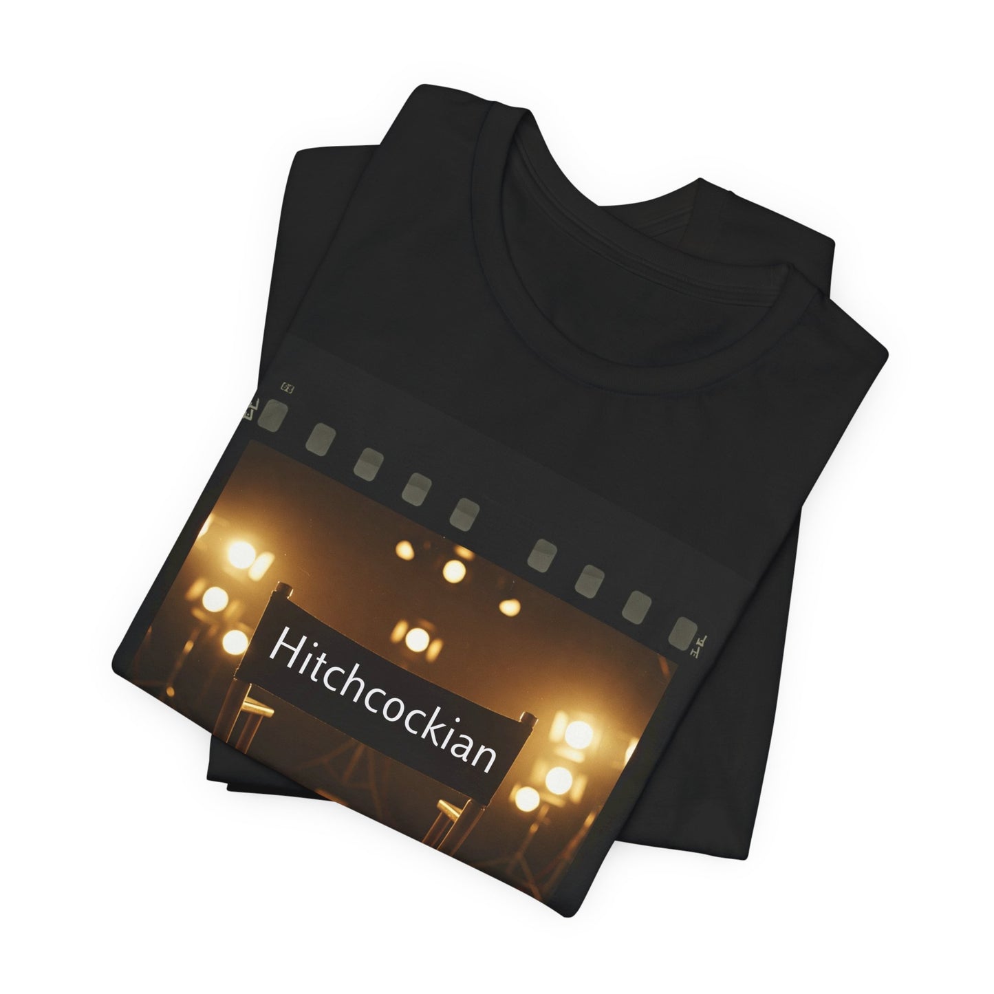 "Hitchcockian" Unisex Jersey Tee - Vintage Film Vibe T-Shirt for Film Lovers, Hitchcock Lovers, and Filmmakers - Schmartypants