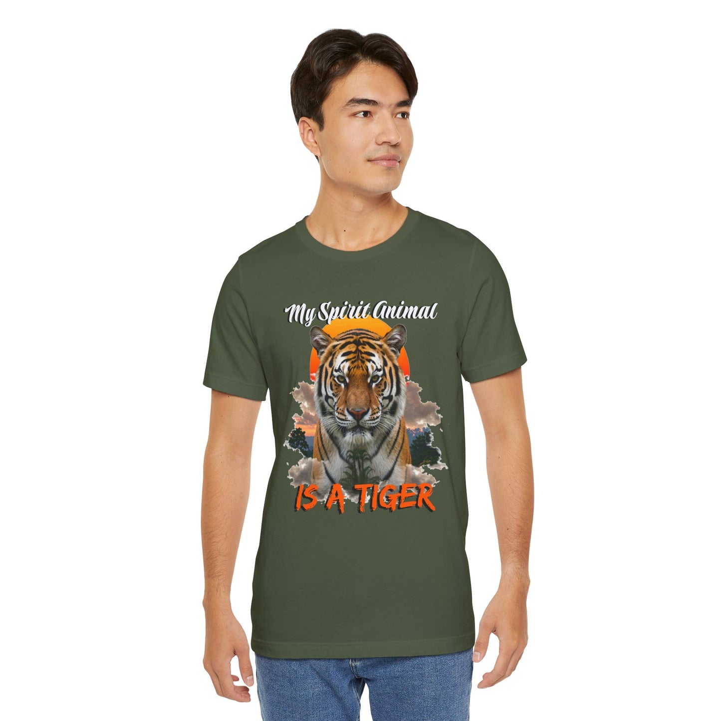 My Spirit Animal is a Tiger Tee - Unisex Jersey Short Sleeve T-Shirt, Inspirational Fierce Nature Apparel for Tiger Lovers, Casual Wear, Zoo